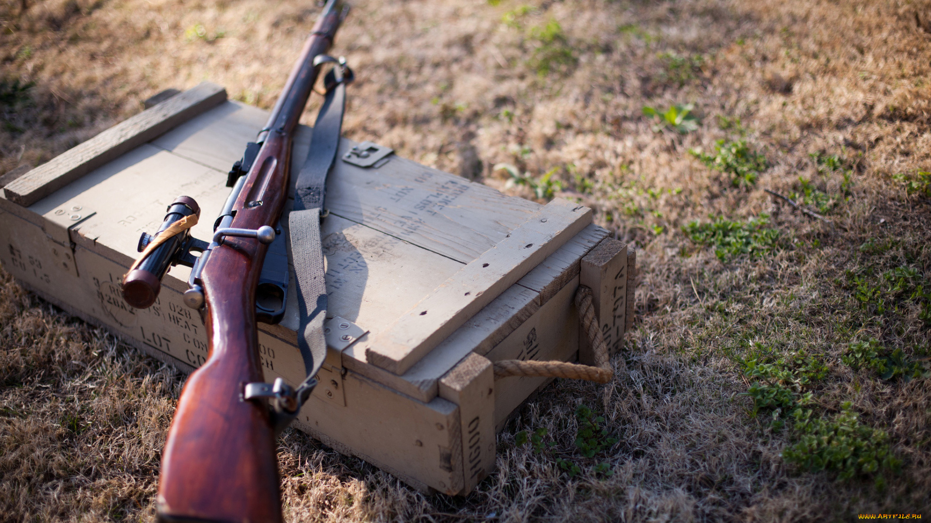 оружие, винтовкиружьямушкетывинчестеры, снайперская, m91-30, трава, ящик, мосина, винтовка