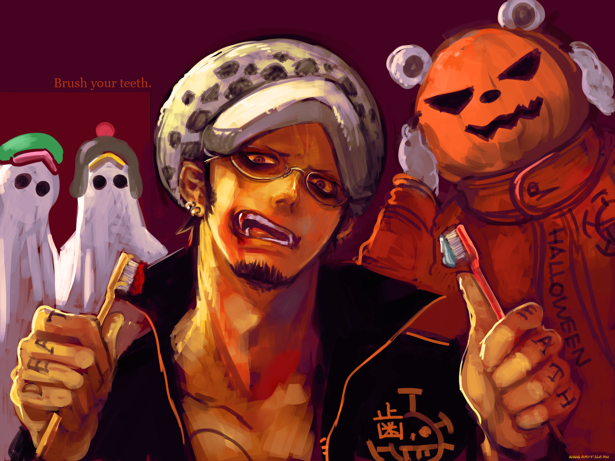 аниме, one, piece, one, piece, trafalgar, law, bepo, penguin, shachi, heart, pirates