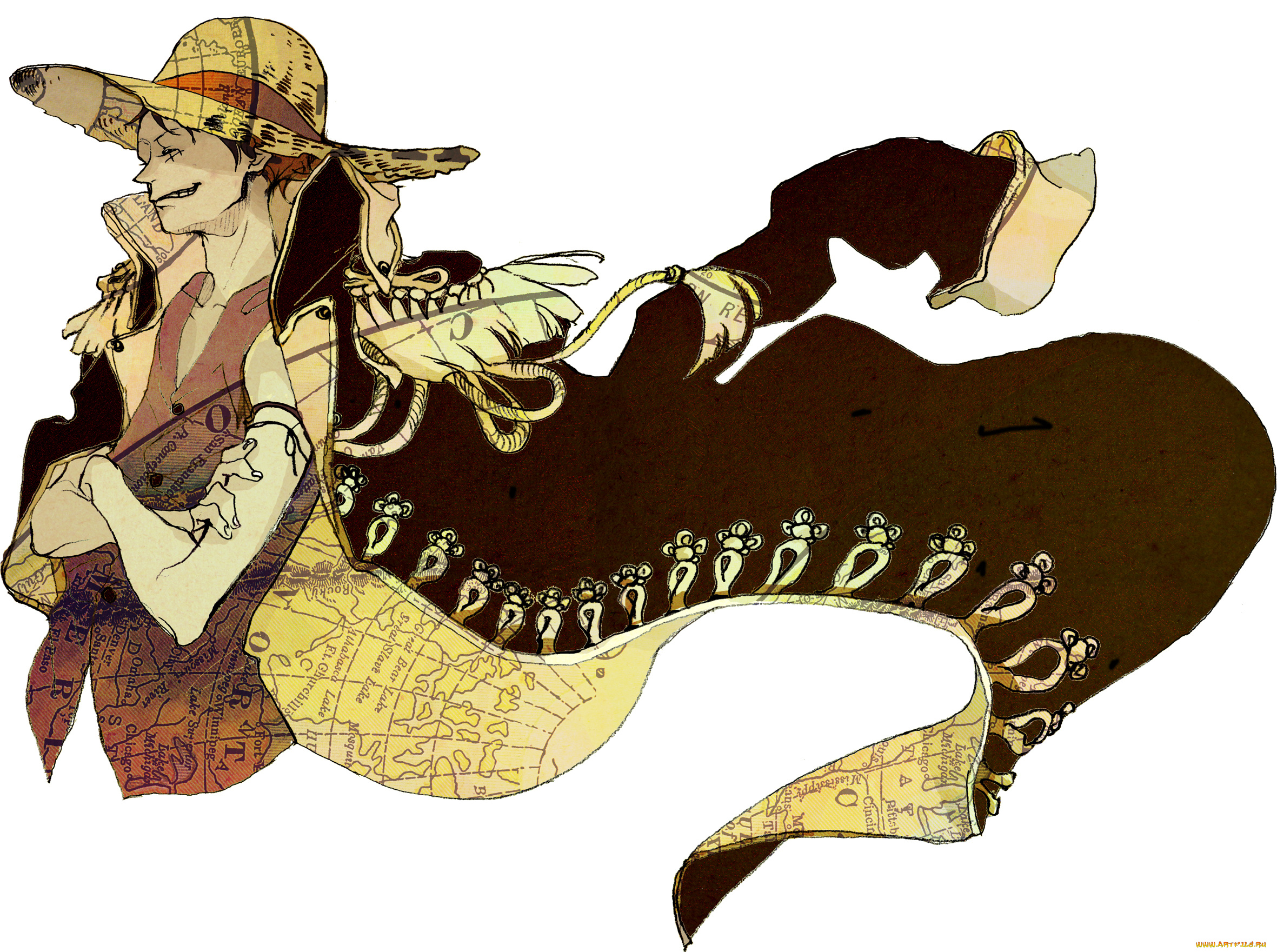 аниме, one, piece, one, piece, monkey, d, luffy