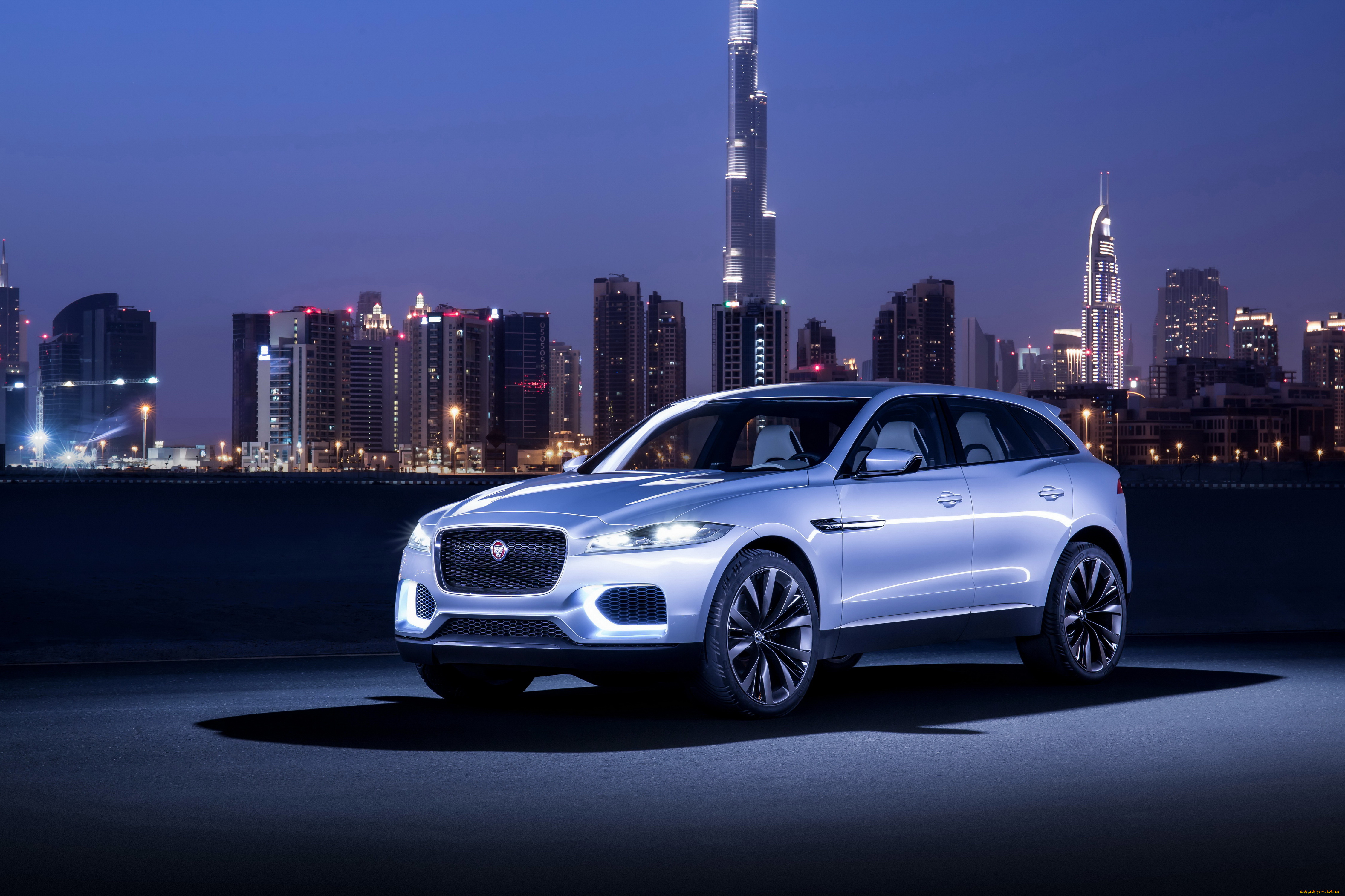 2013, jaguar, c-x17, автомобили, jaguar, огни, ночь, дубаи