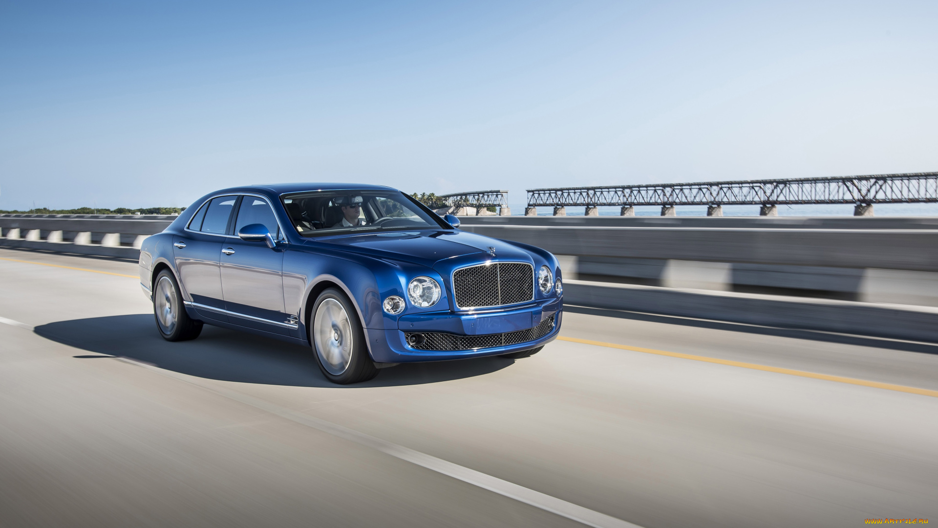 автомобили, bentley, 2014г, speed, синий, mulsanne