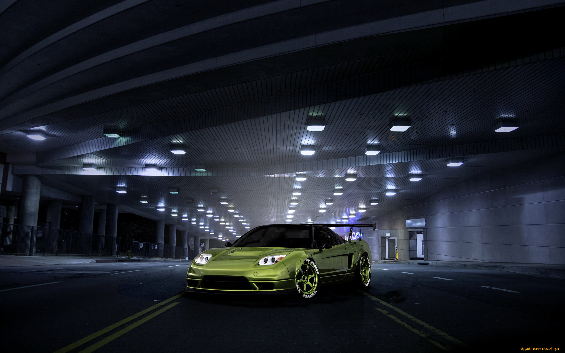 автомобили, 3д, свет, лампы, green, tuning, car, honda, nsx