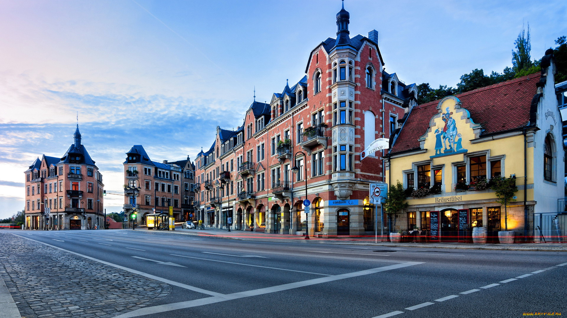 города, дрезден, , германия, здания, улица, пивная