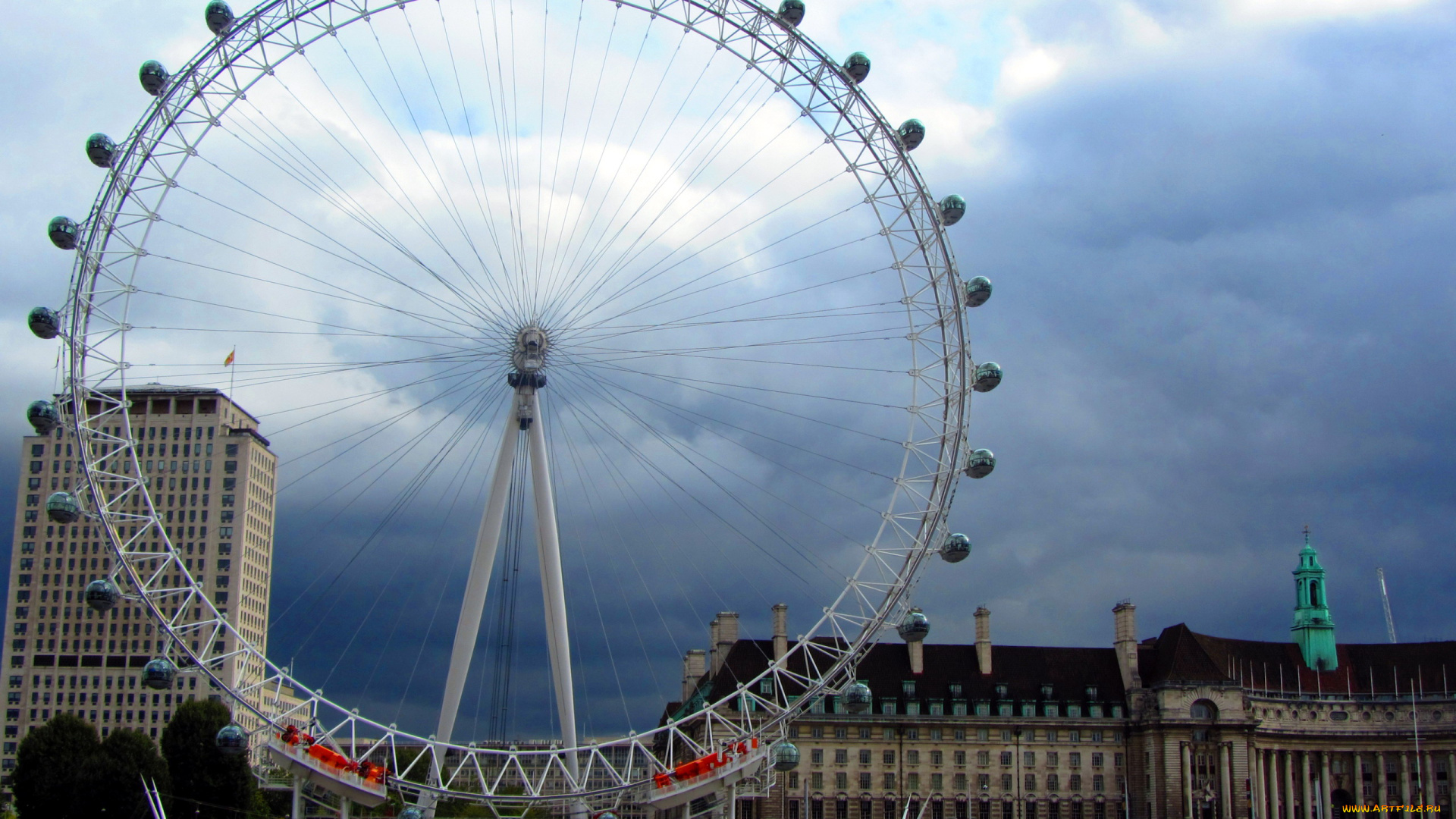 города, лондон, , великобритания, обозрения, колесо