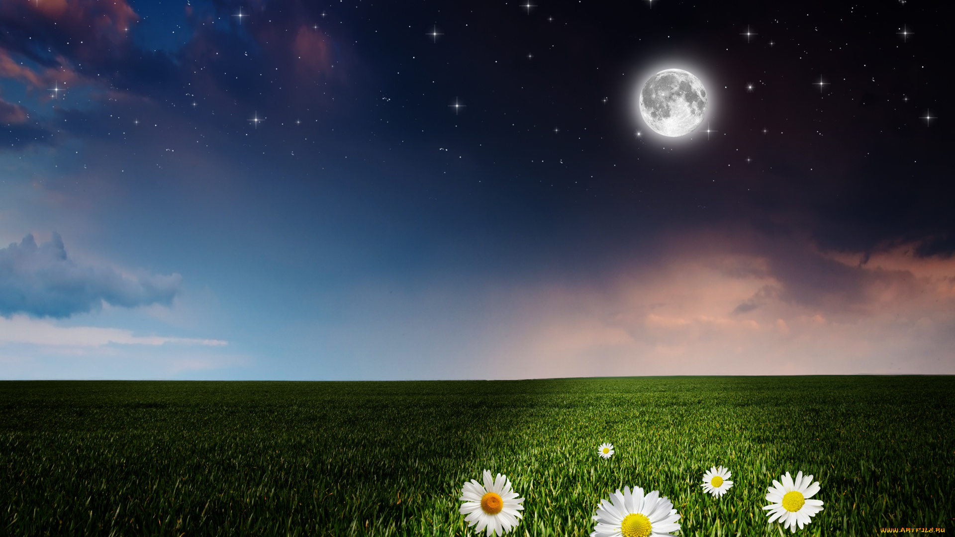 разное, компьютерный, дизайн, луна, поверхность, звезды