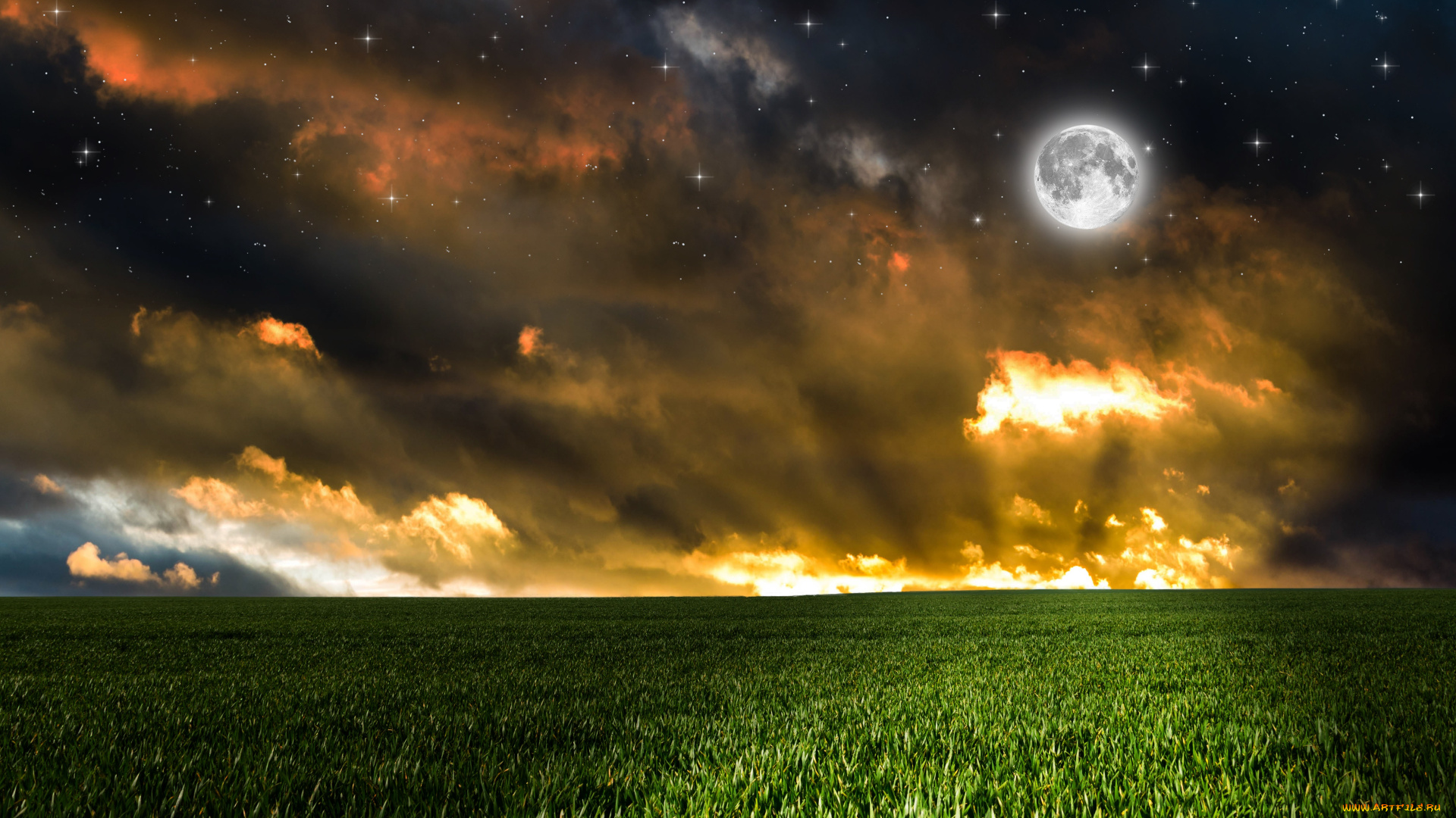 разное, компьютерный, дизайн, поверхность, звезды, луна