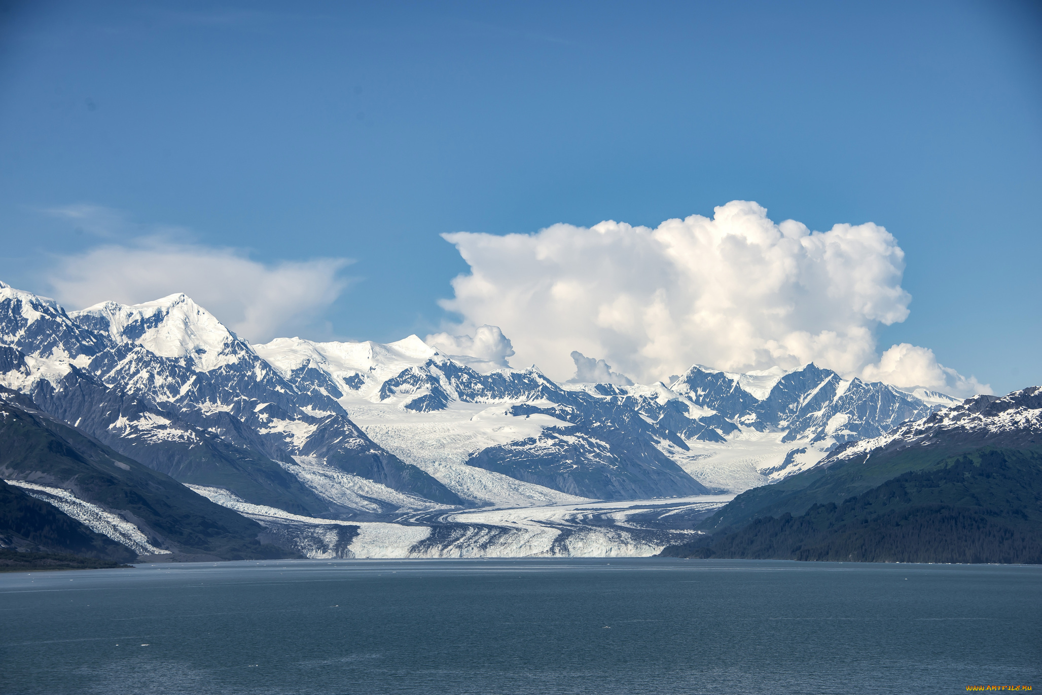 природа, айсберги, и, ледники, ледник, озеро, горы
