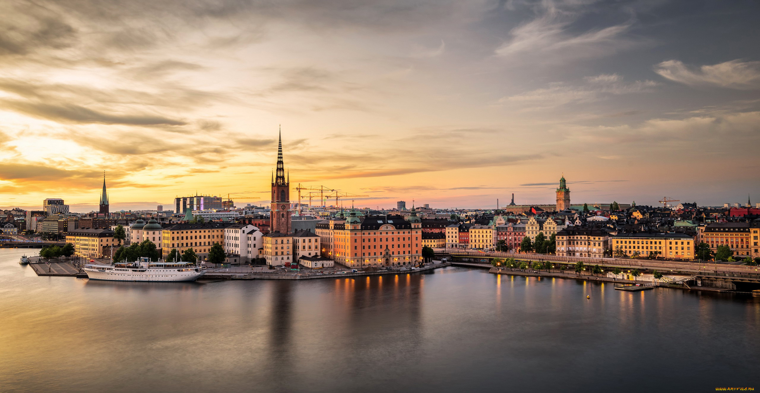 города, стокгольм, , швеция, панорама