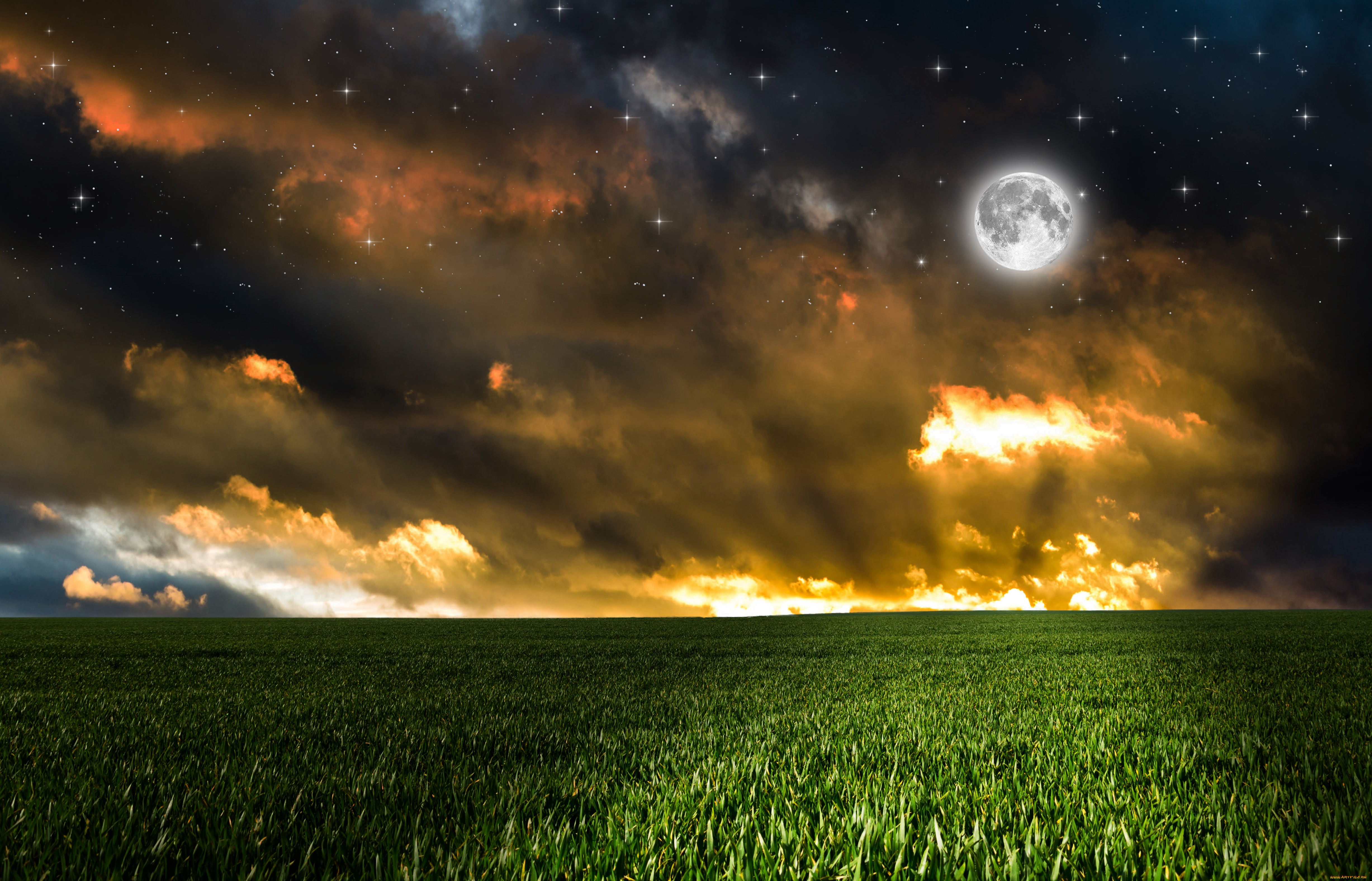 разное, компьютерный, дизайн, поверхность, звезды, луна