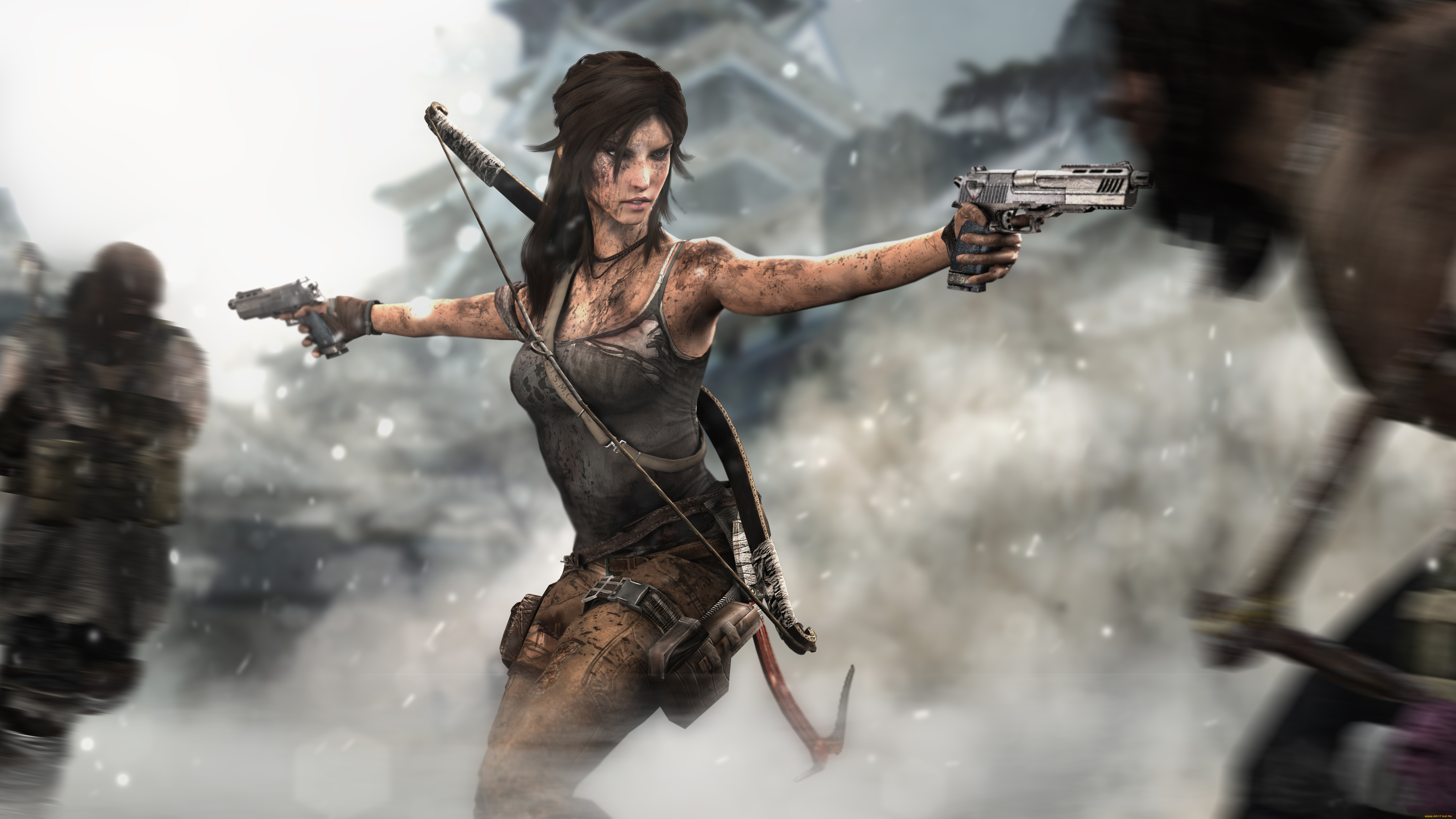 видео, игры, tomb, raider, 2013, девушка, фон, пистолет