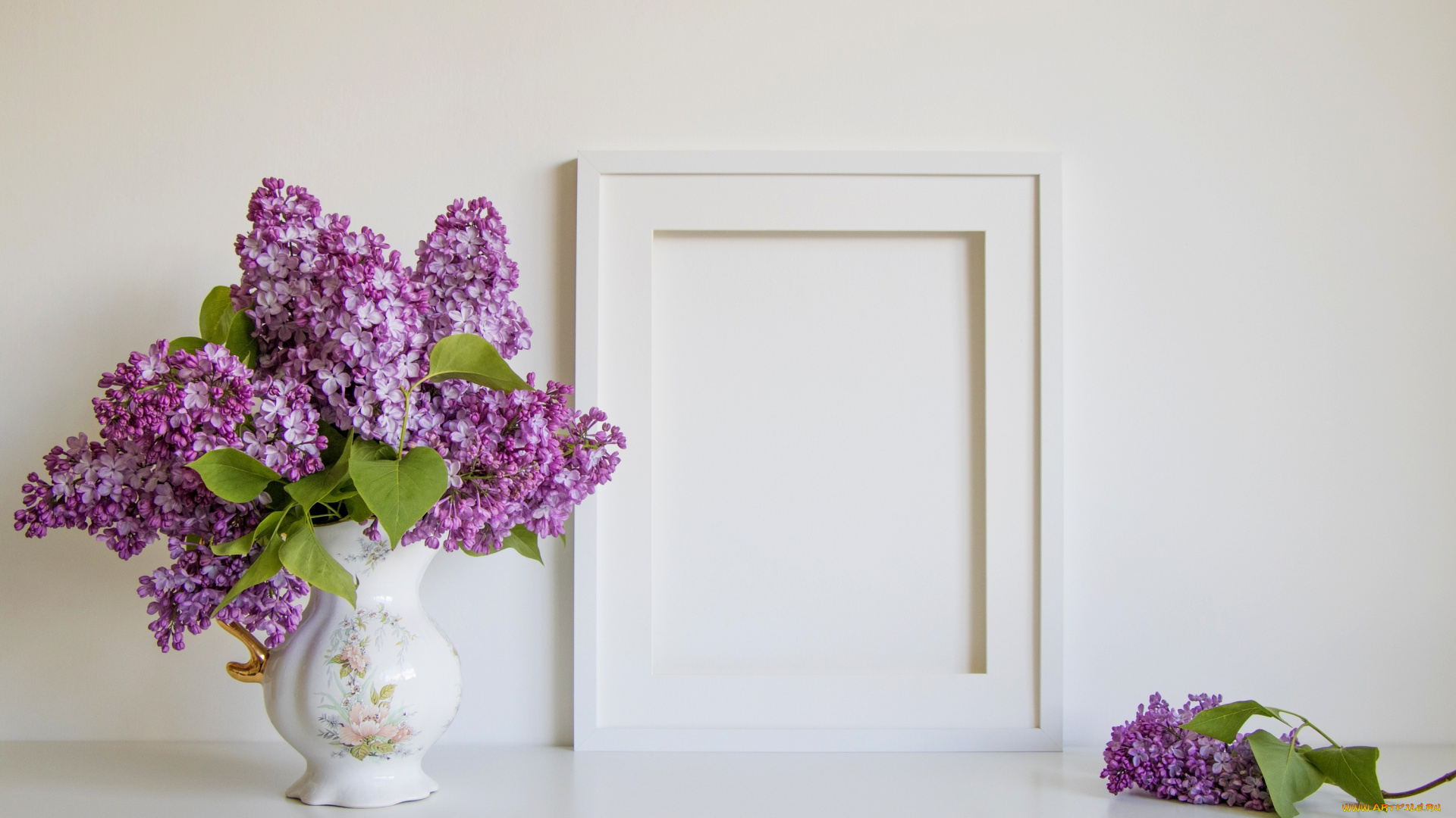 цветы, сирень, букет, рамка