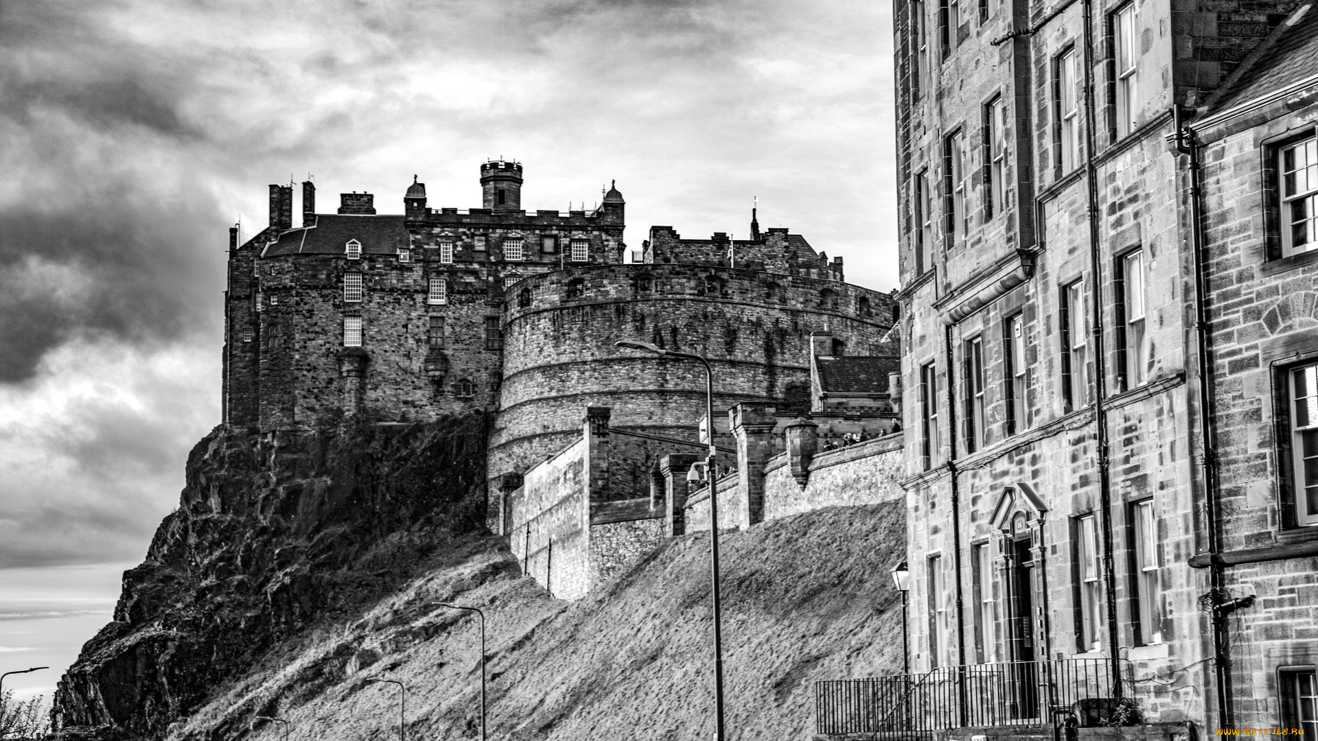города, эдинбург, , шотландия, фото, черно-белое