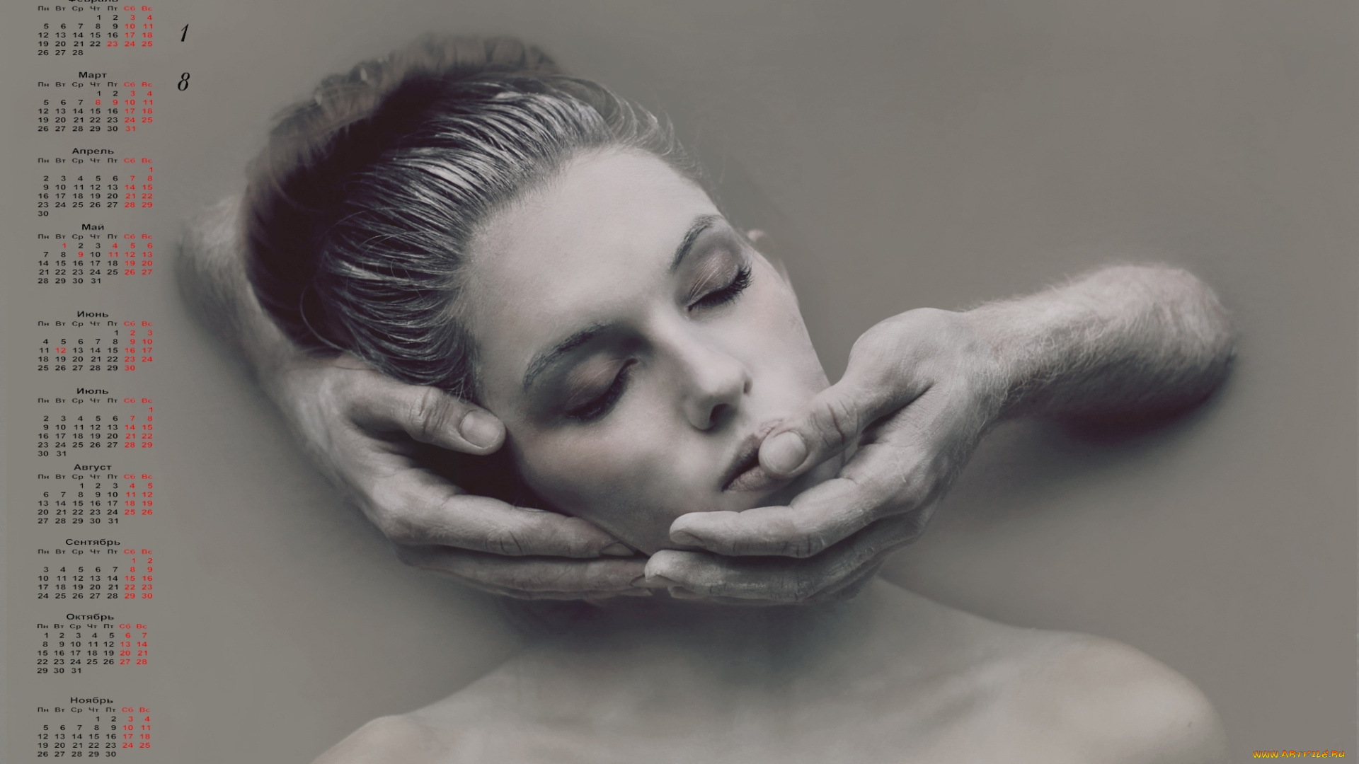 календари, компьютерный, дизайн, девушка, 2018, руки, лицо