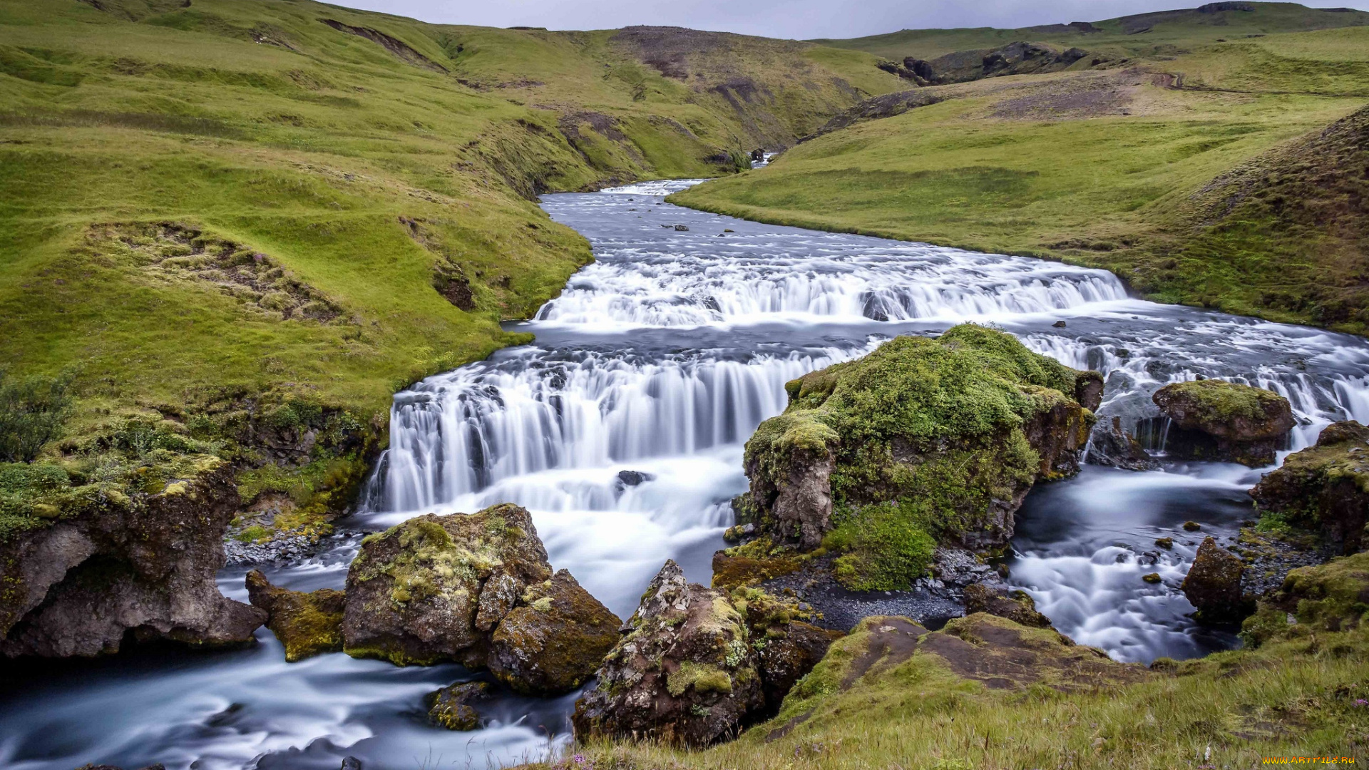 природа, водопады, водопад, поток, река