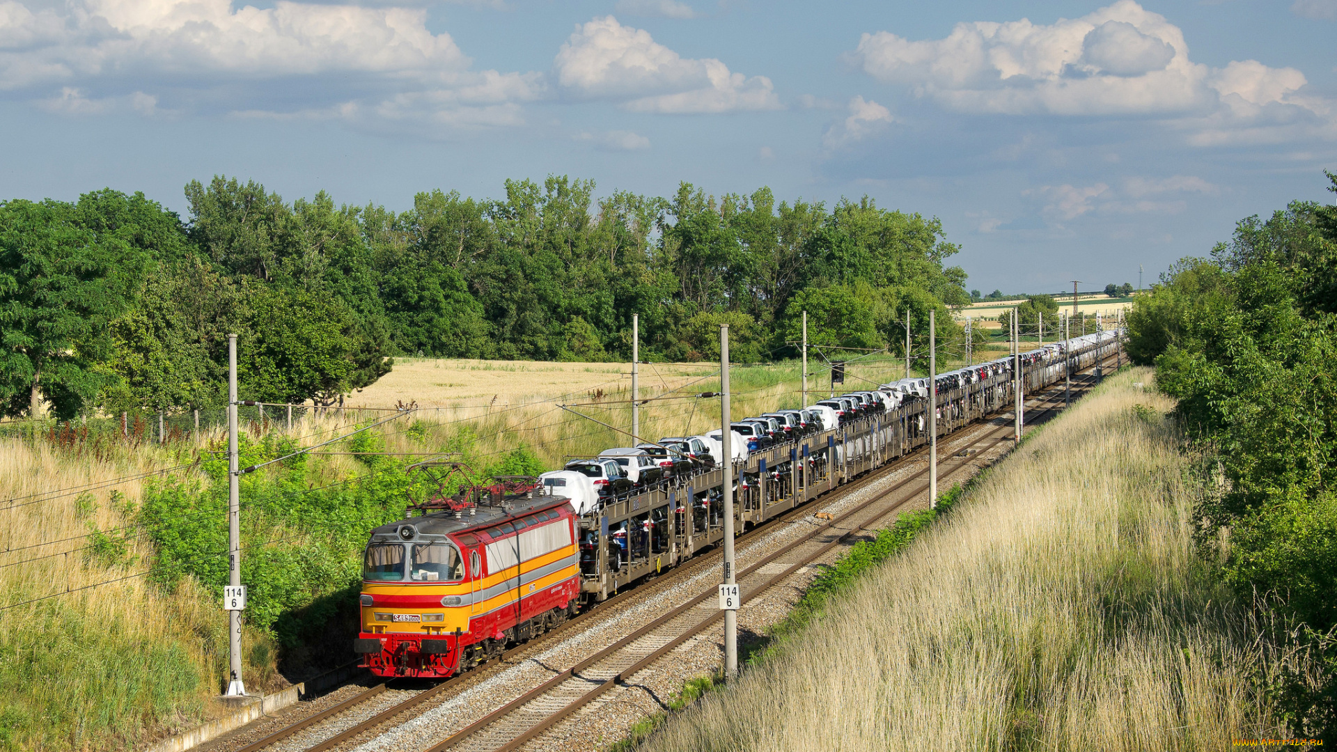 техника, поезда, локомотив, состав