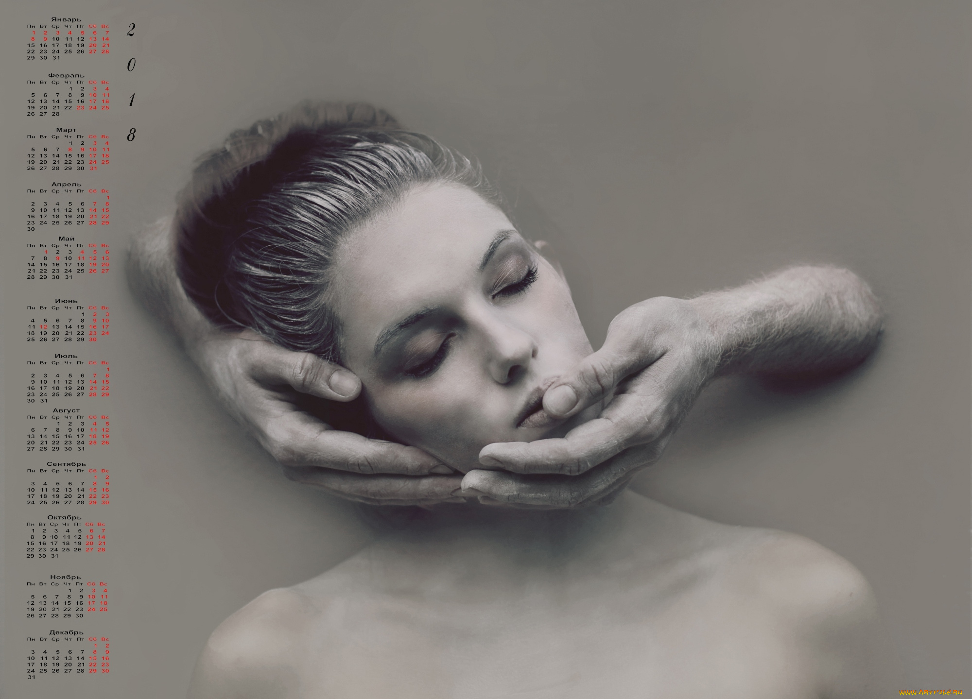 календари, компьютерный, дизайн, девушка, 2018, руки, лицо