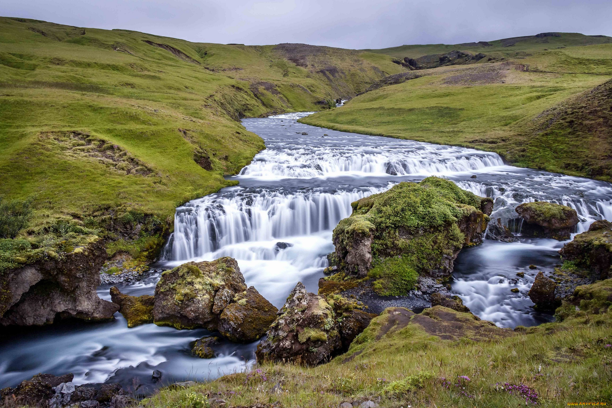 природа, водопады, водопад, поток, река
