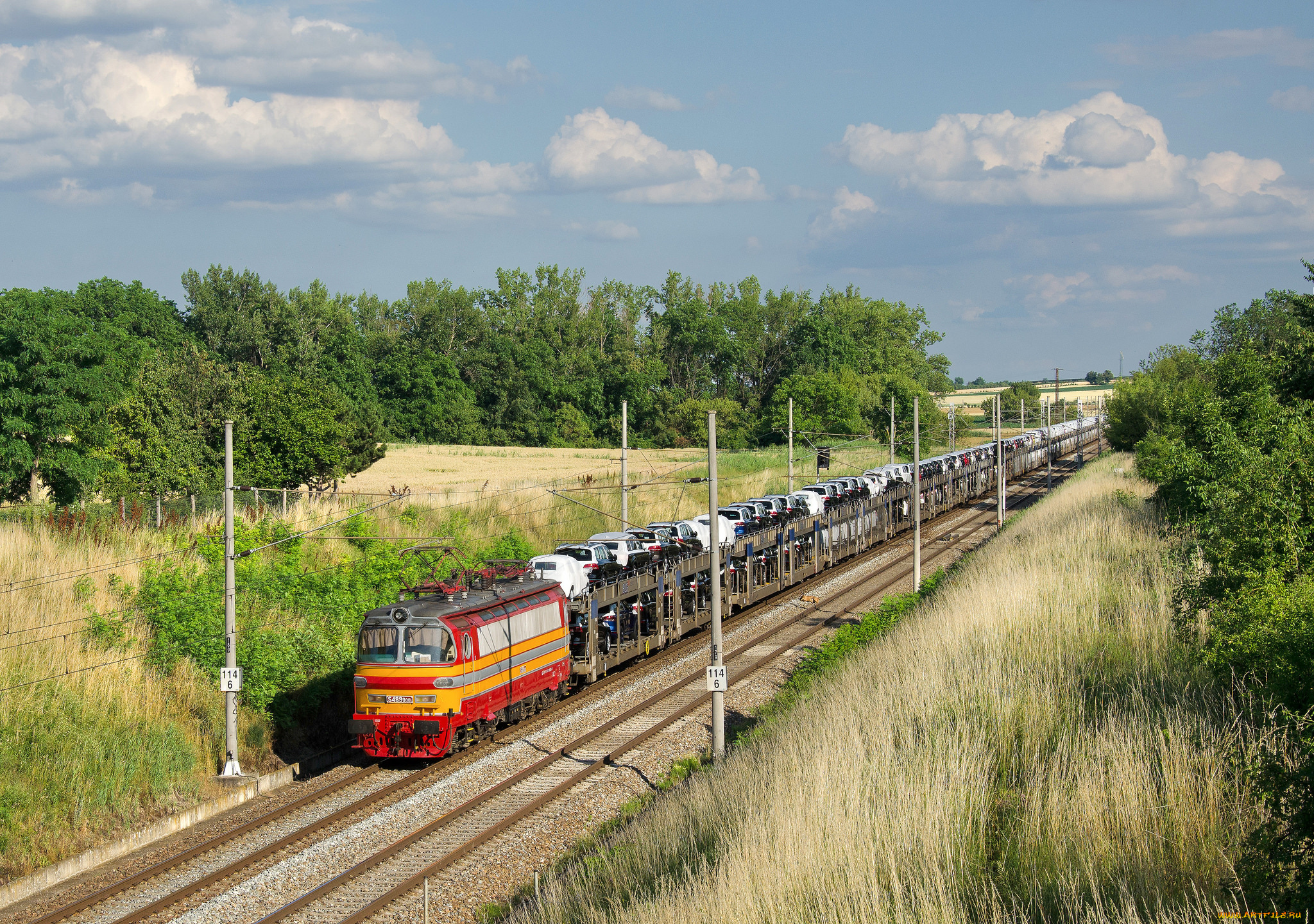 техника, поезда, локомотив, состав