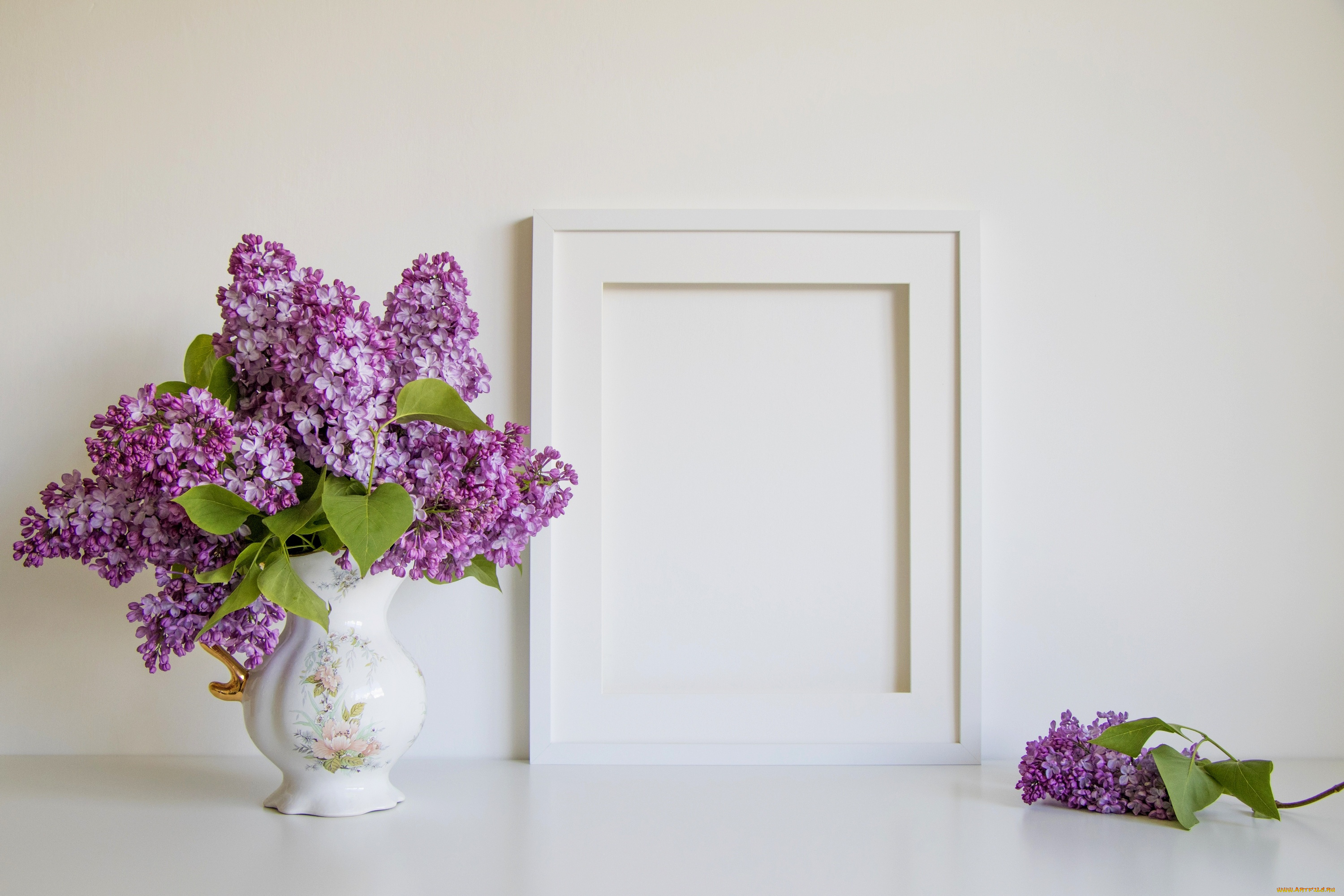 цветы, сирень, букет, рамка