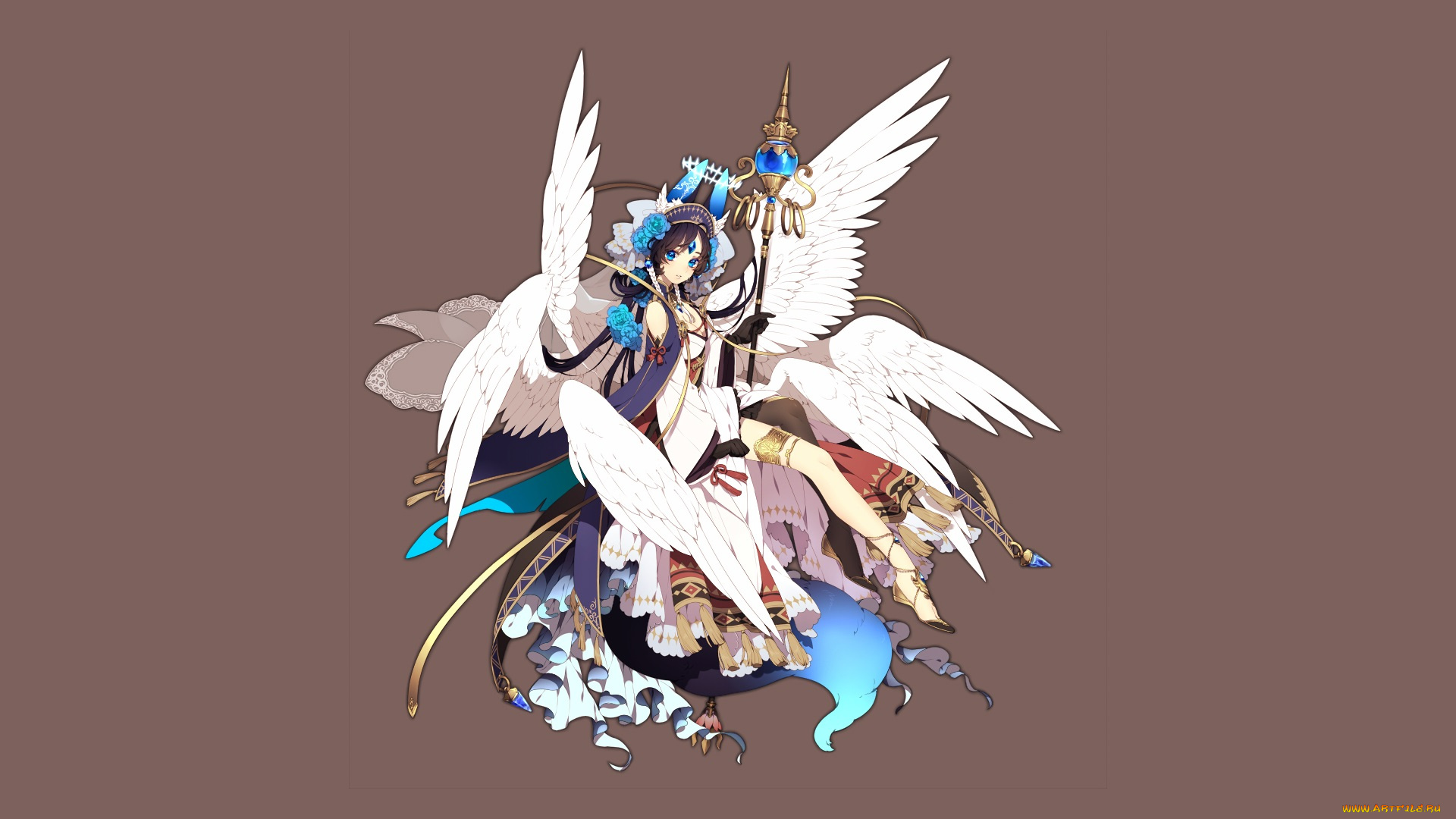 аниме, ангелы, , демоны, фон, взгляд, девушка