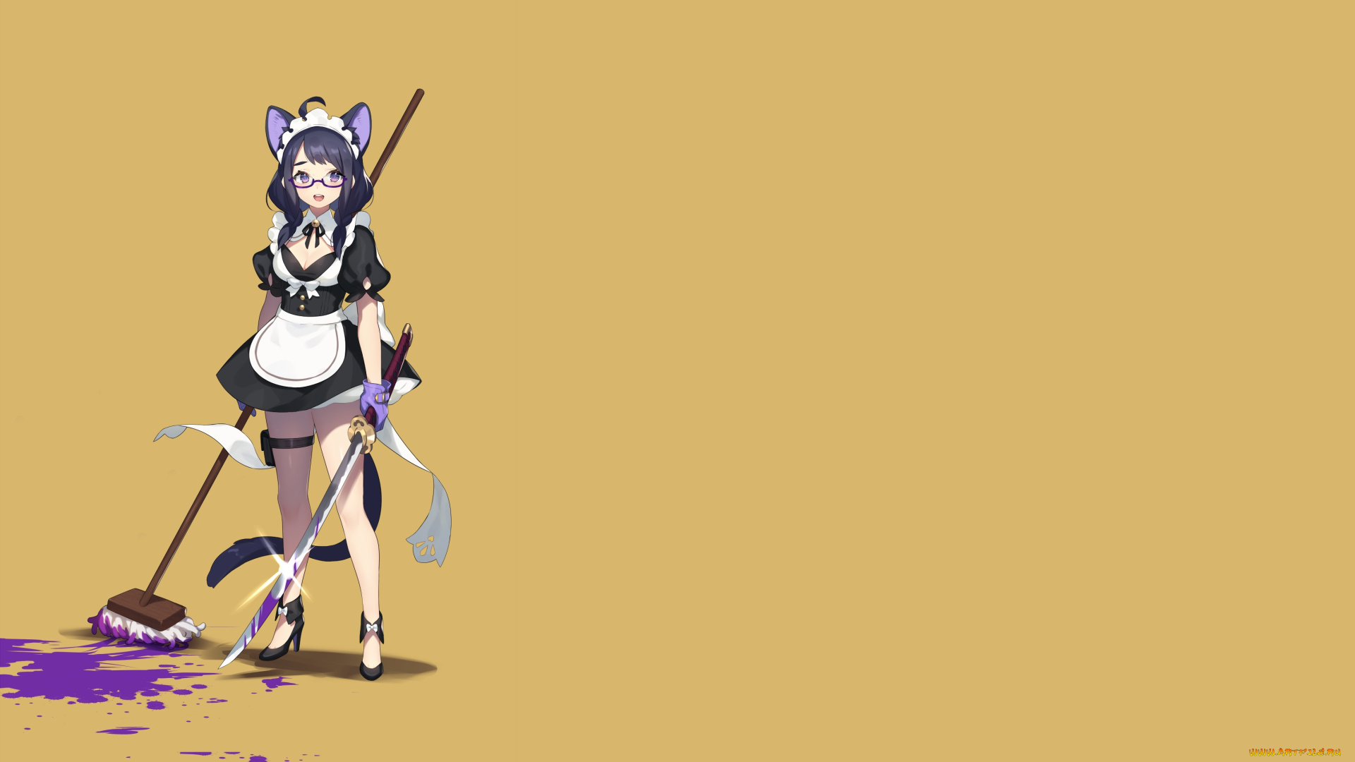 аниме, оружие, , техника, , технологии, девушка, взгляд, фон