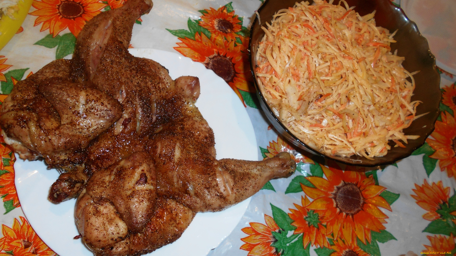 еда, мясные, блюда, курица, салат