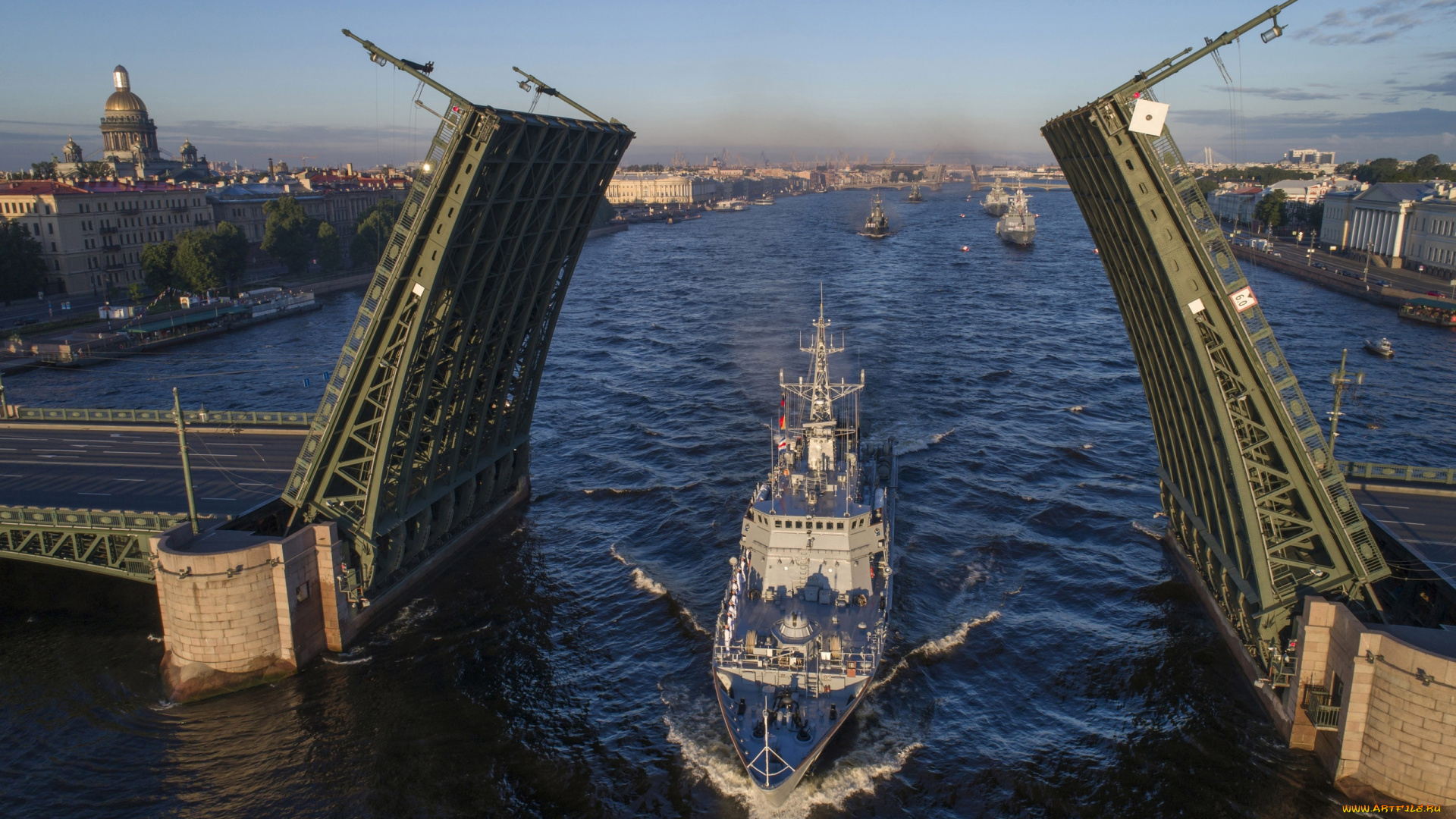 корабли, другое, петербург, нева, мост, корабль