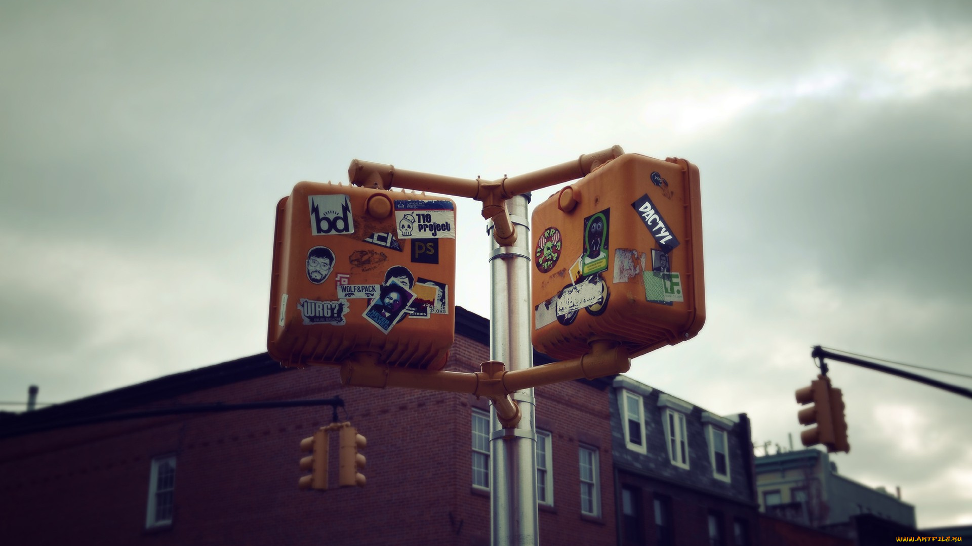 разное, -, другое, дом, наклейки, громкоговорители, столб, здание