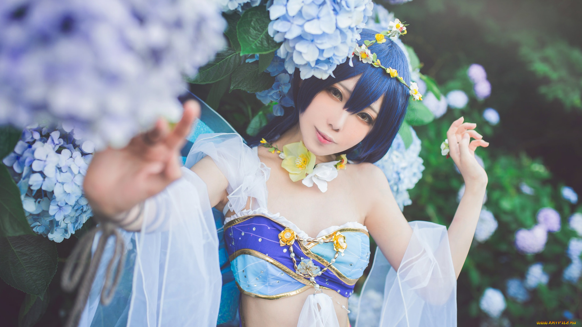 разное, cosplay, , косплей, лето, лицо, цветы, украшения, девушка, взгляд