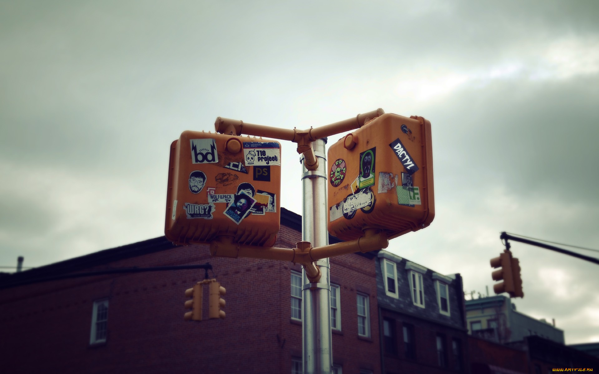 разное, -, другое, дом, наклейки, громкоговорители, столб, здание