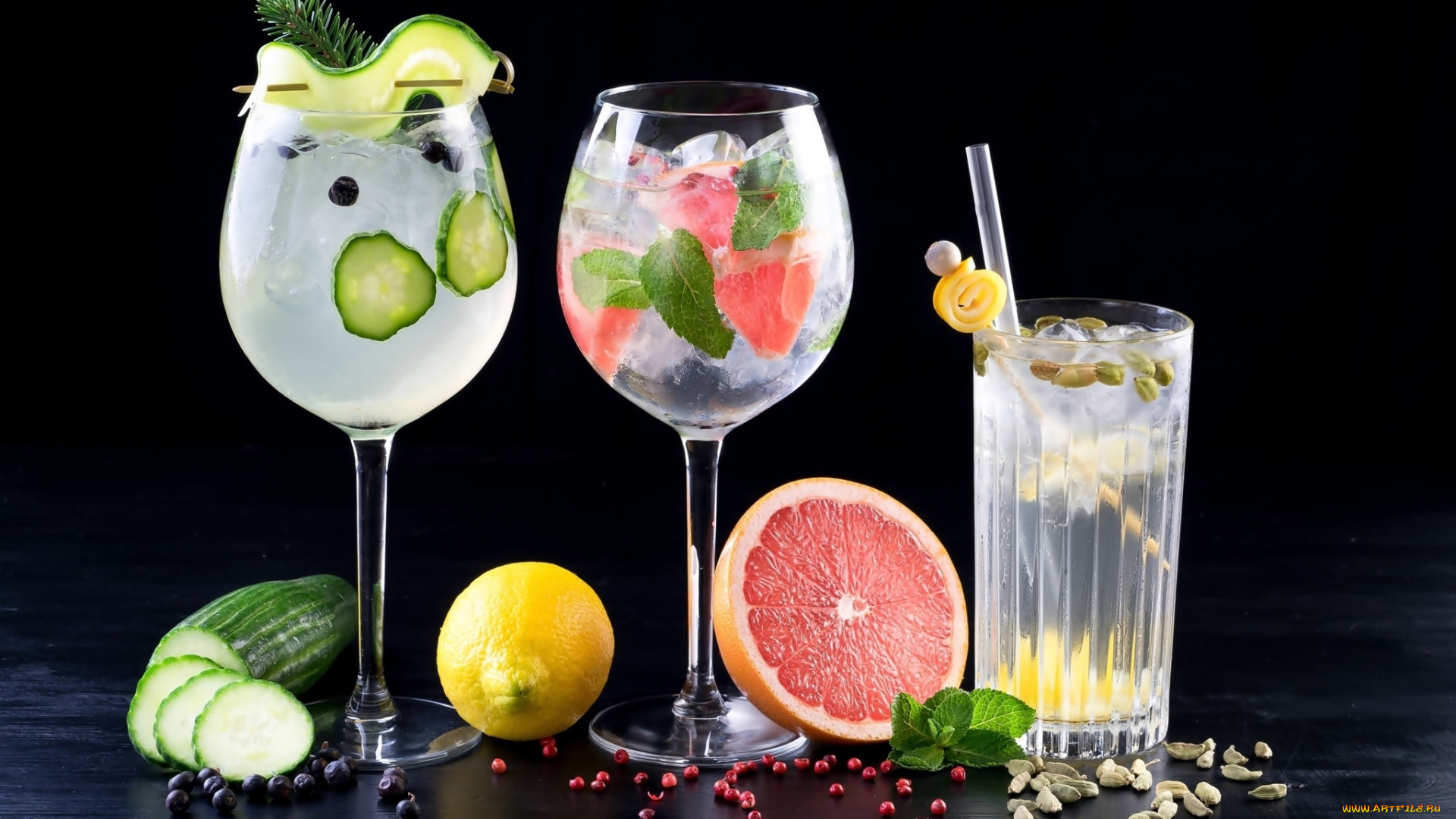 еда, напитки, , коктейль, лимон, коктейли, грейпфрут, огурец