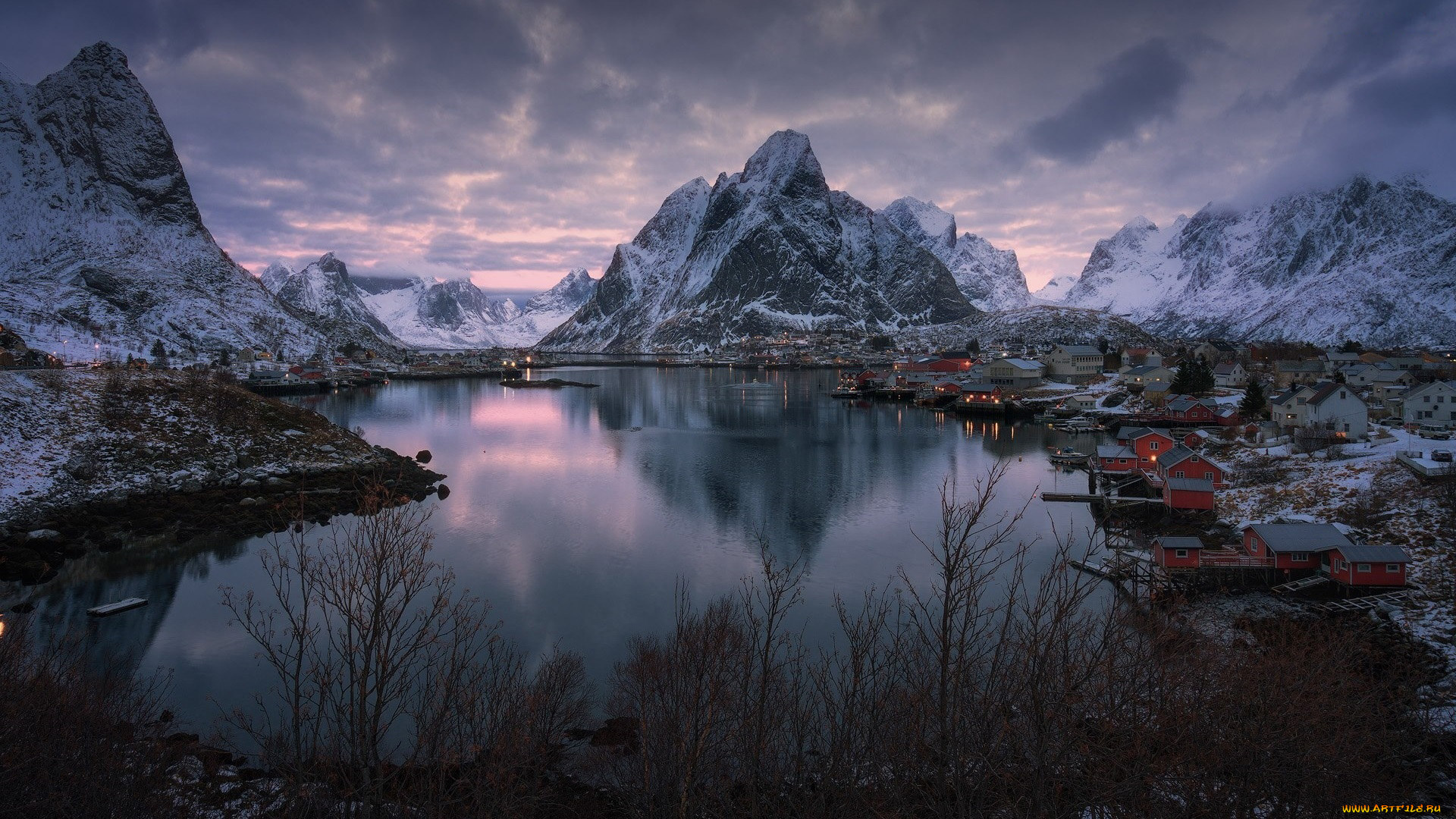 города, лофотенские, острова, , норвегия, горы, фьорды, дома
