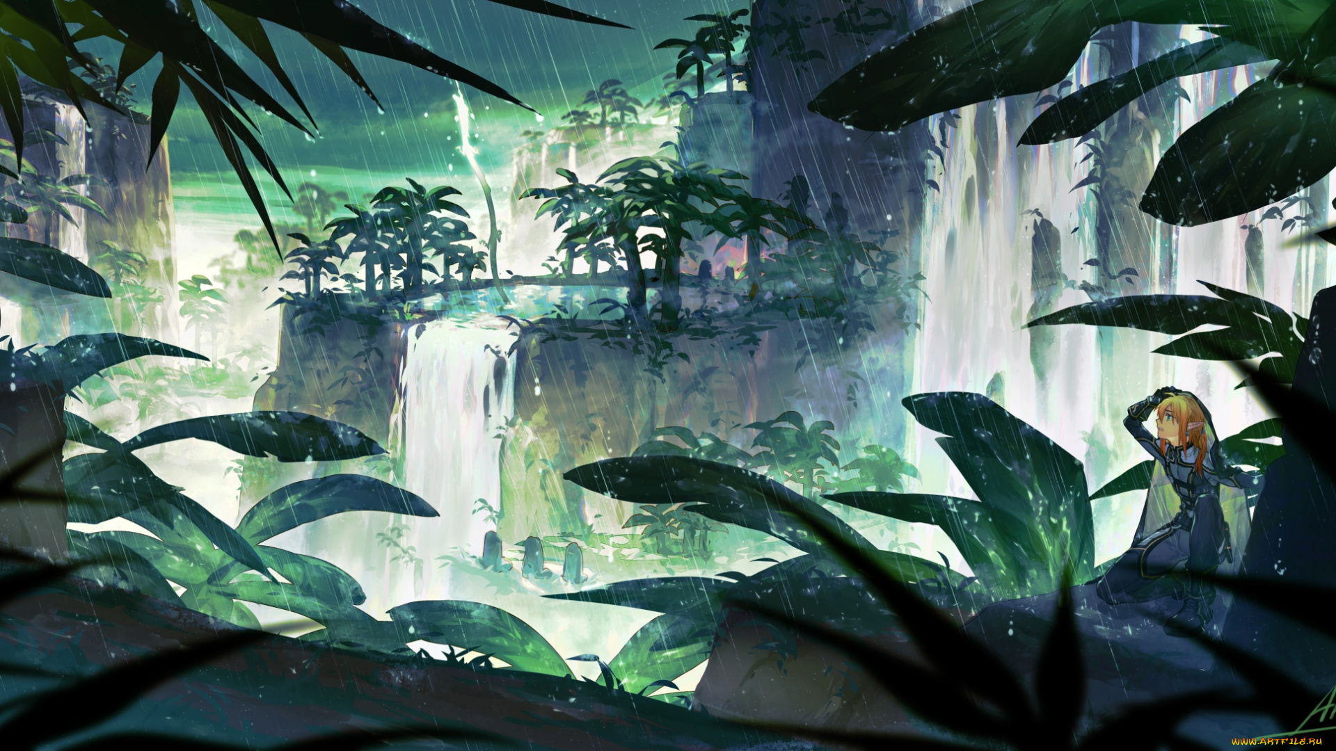 видео, игры, the, legend, of, zelda, линк, дождь, джунгли, скалы