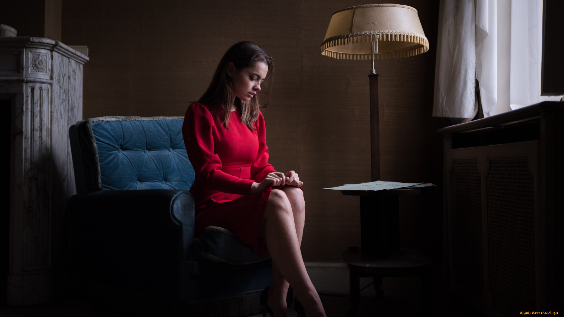 девушки, лидия, саводерова, лидия, саводерова, модель, женщины, сидит, красное, платье, брюнетка, каблуки, кресло, в, помещении