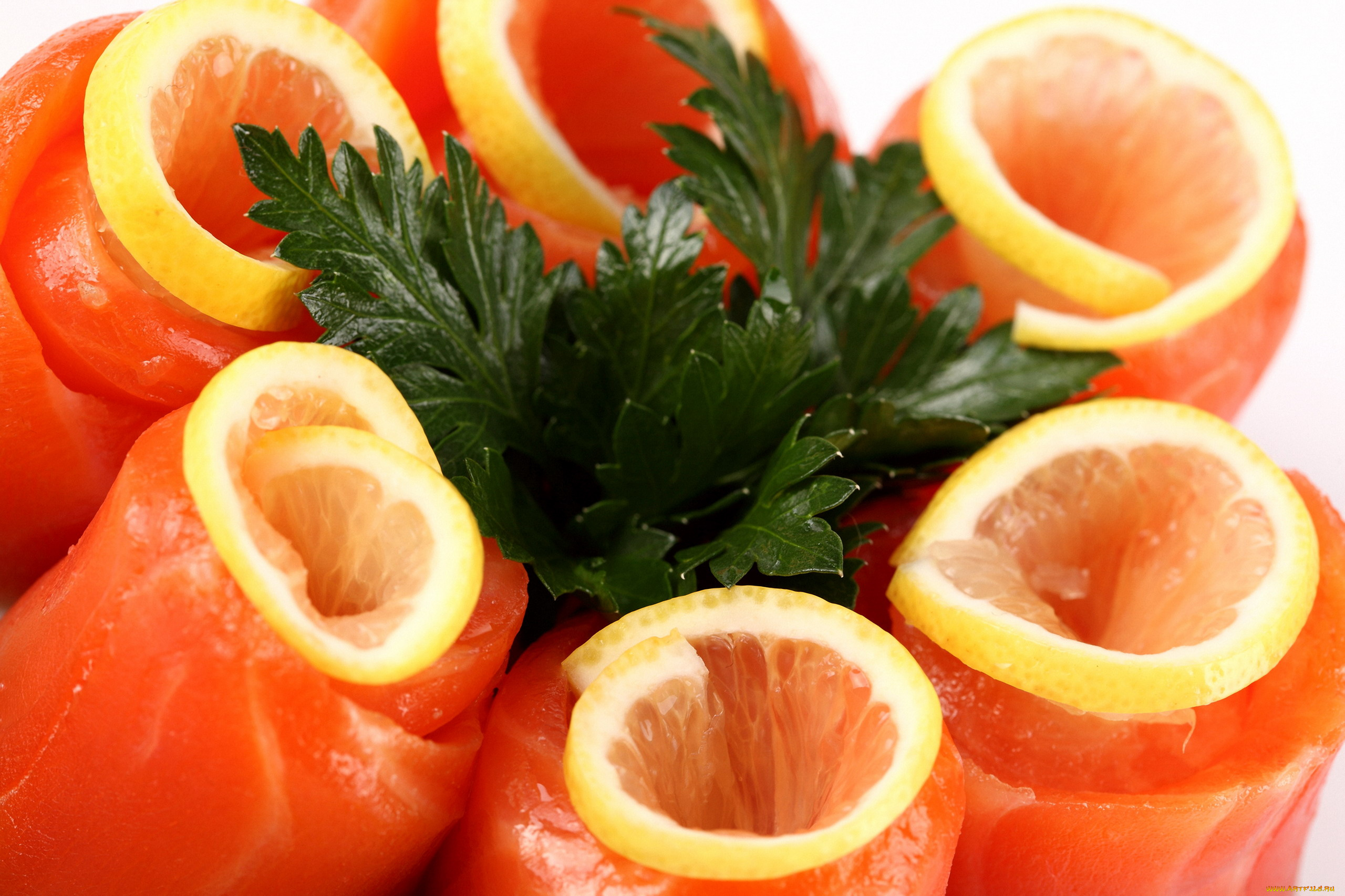 еда, рыбные, блюда, , с, морепродуктами, петрушка, форель, лимон