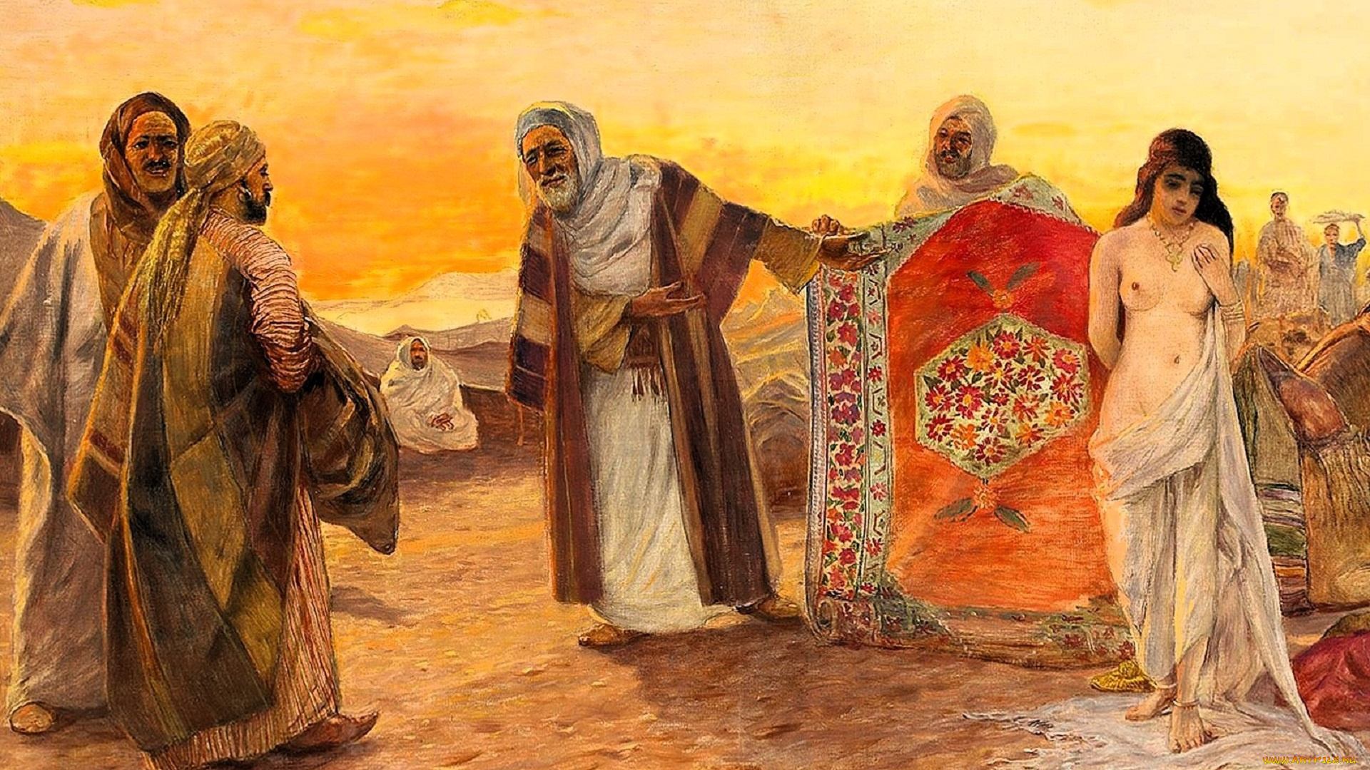 рисованное, otto, pilny, девушка, рабыня, ковер, пустыня, бедуины