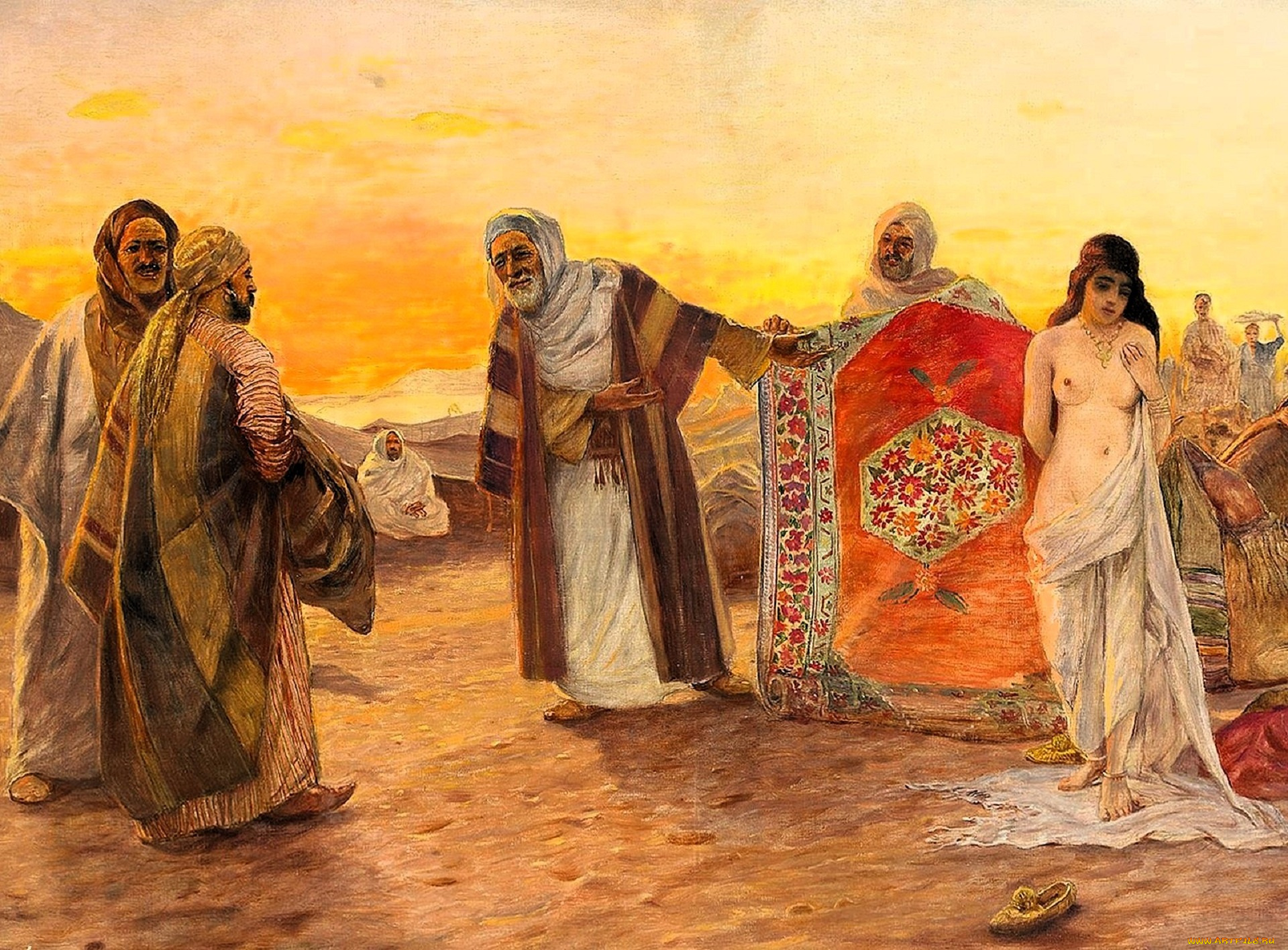 рисованное, otto, pilny, девушка, рабыня, ковер, пустыня, бедуины