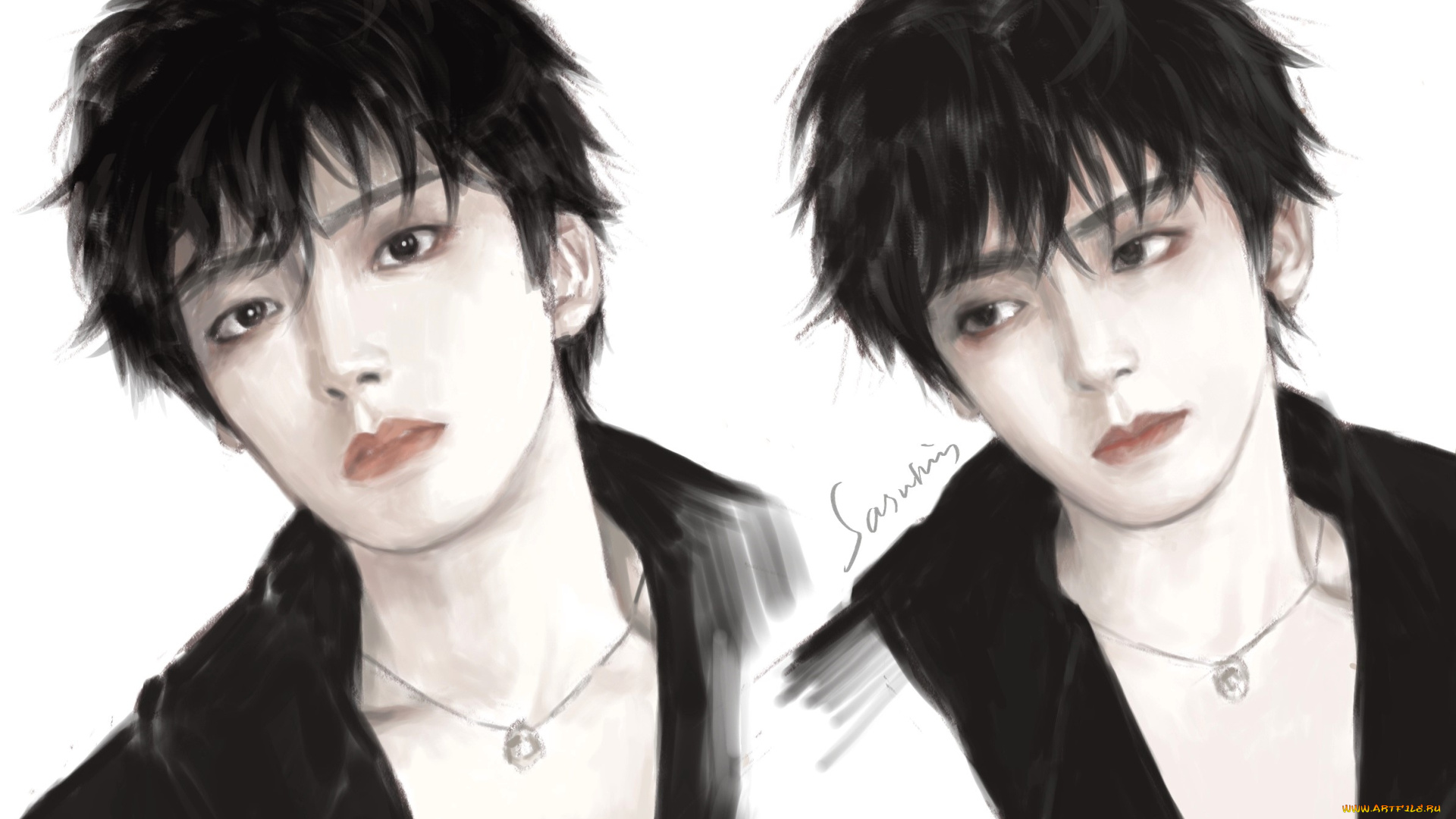 рисованное, люди, хоу, минхао, актер, парень, портрет