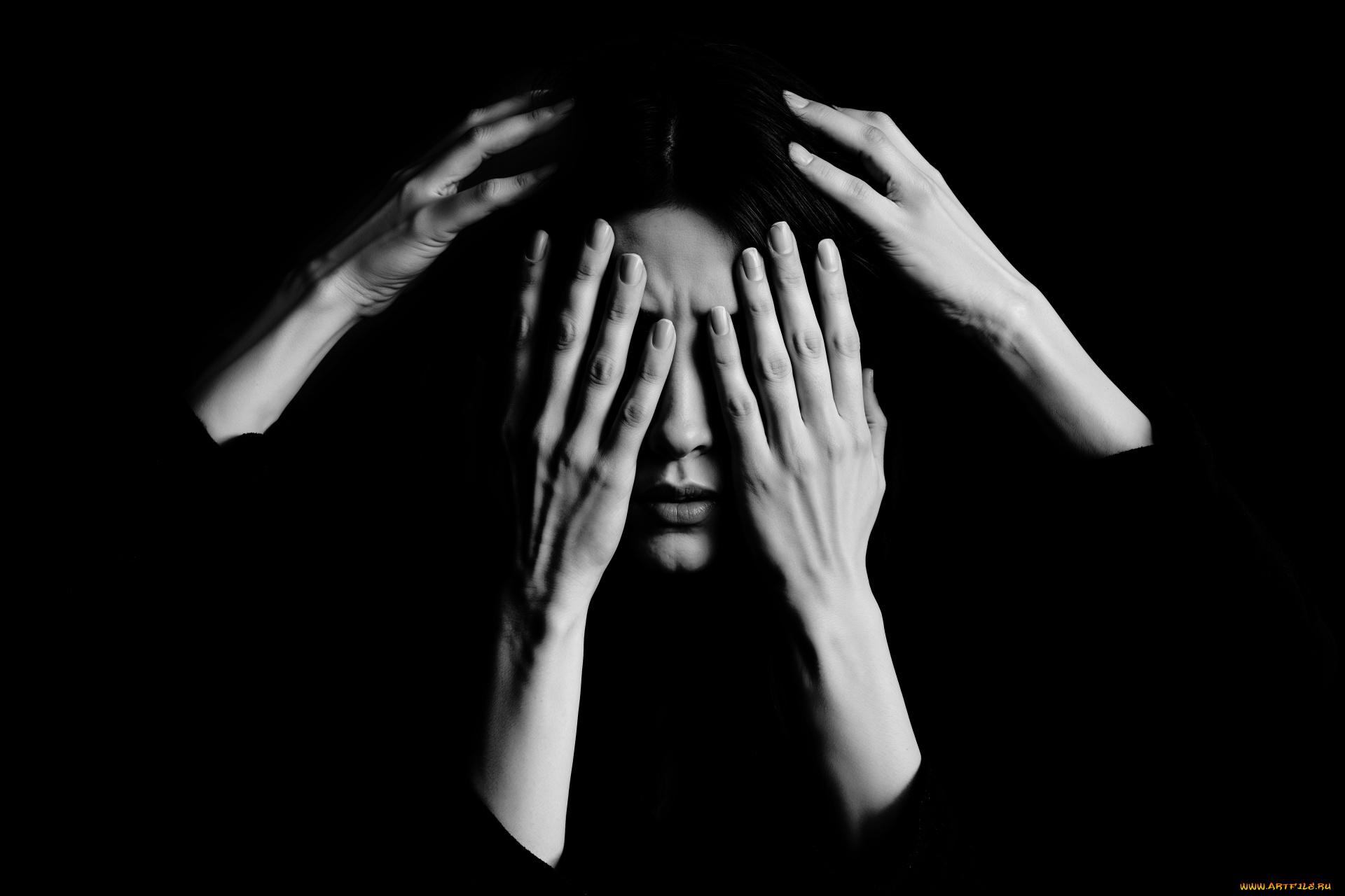 3д, графика, портреты, и, лица, , portraits, and, faсes, женское, лицо, руки