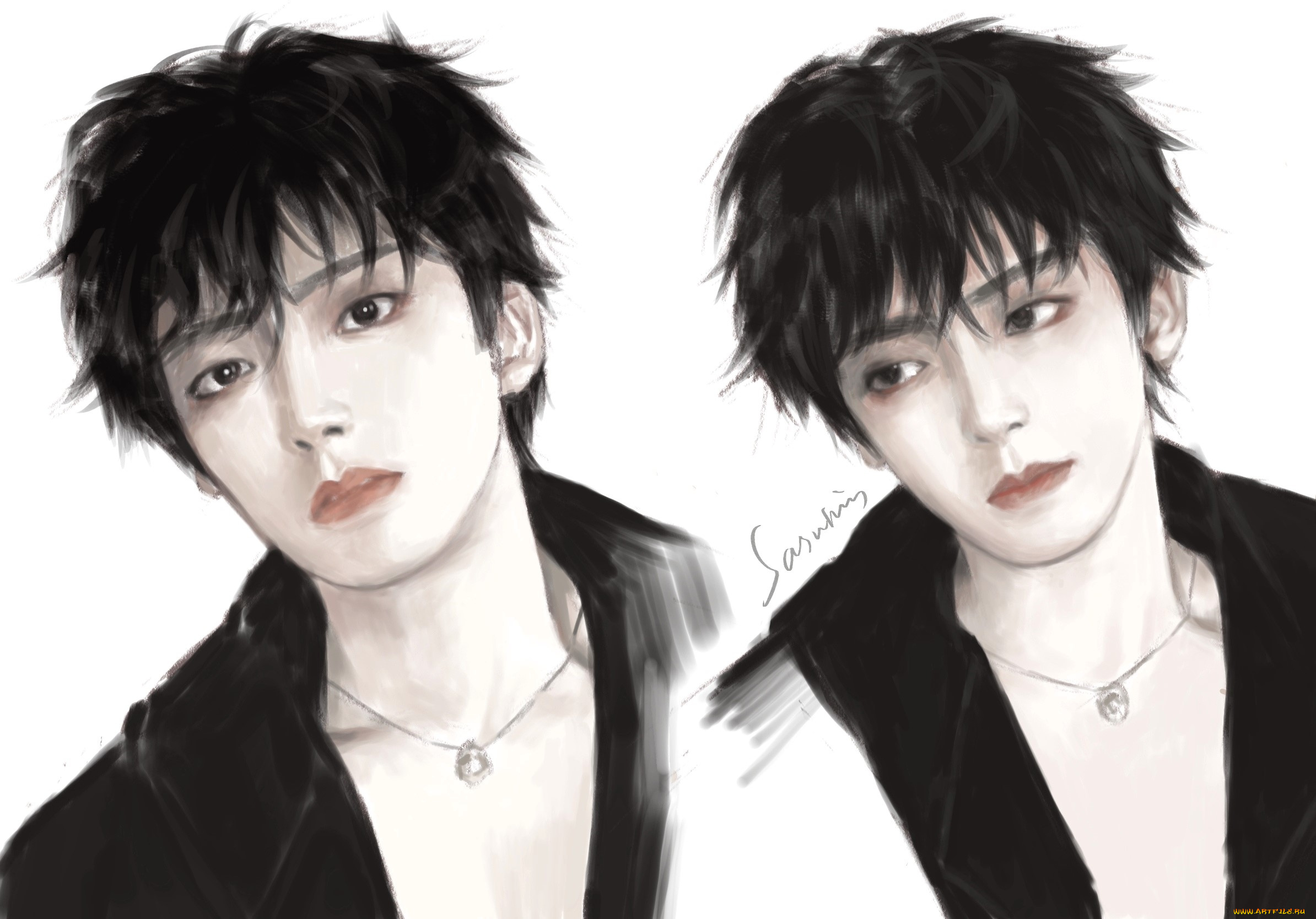 рисованное, люди, хоу, минхао, актер, парень, портрет