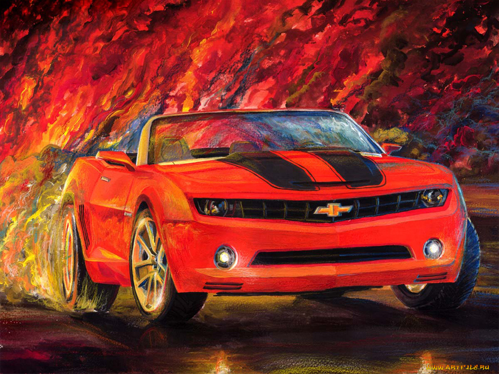 автомобили, рисованные