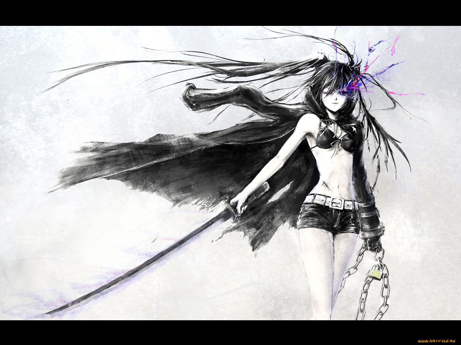 аниме, black, rock, shooter