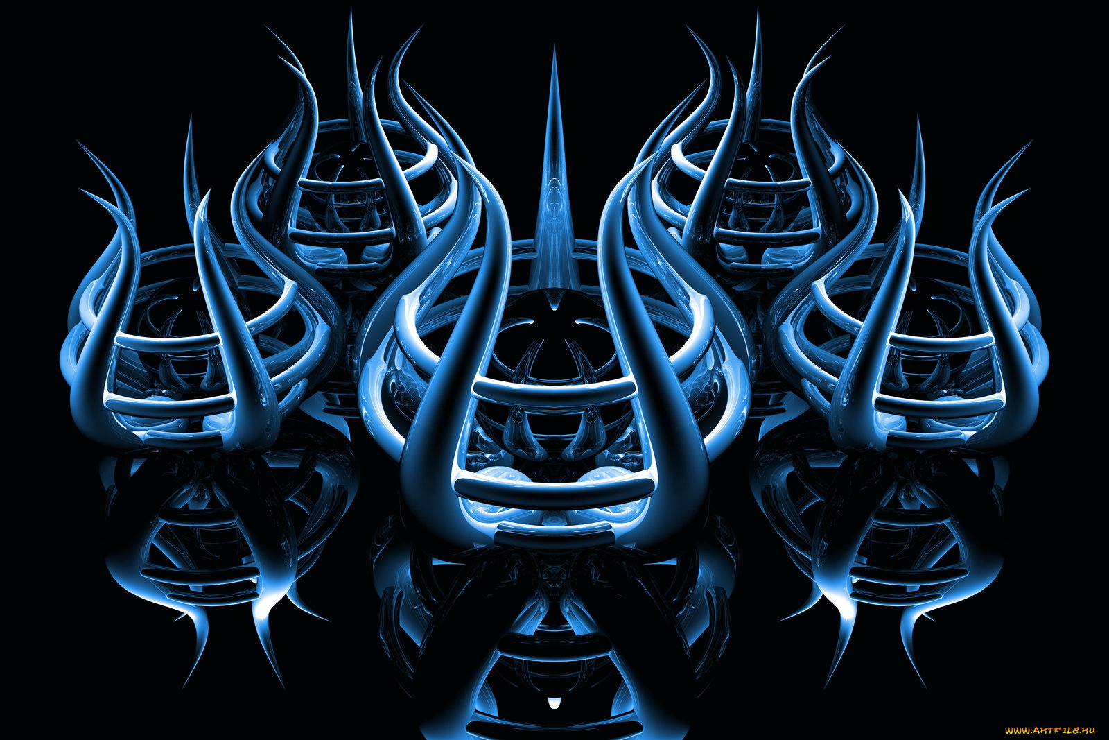 3д, графика, fractal, фракталы, синий