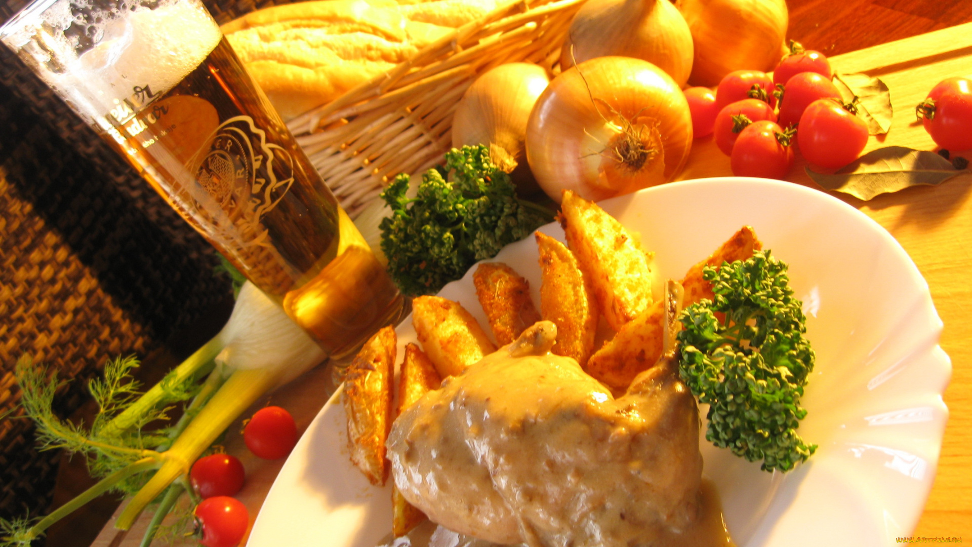 автор, varvarra, еда, вторые, блюда, пиво, овощи, мясо, томаты, помидоры