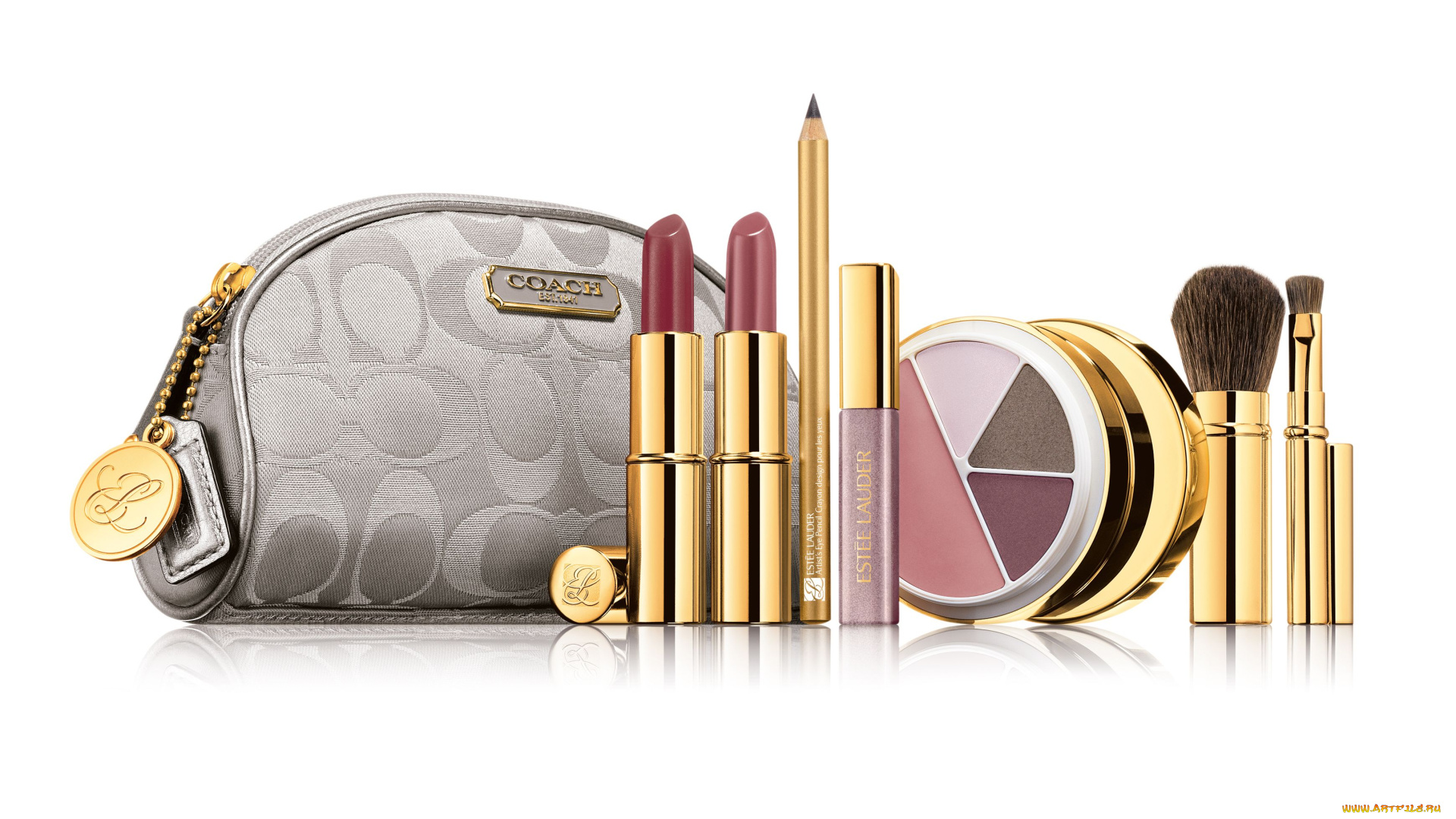 estee, lauder, бренды, косметичка, кисточка, блеск, карандаш, помада