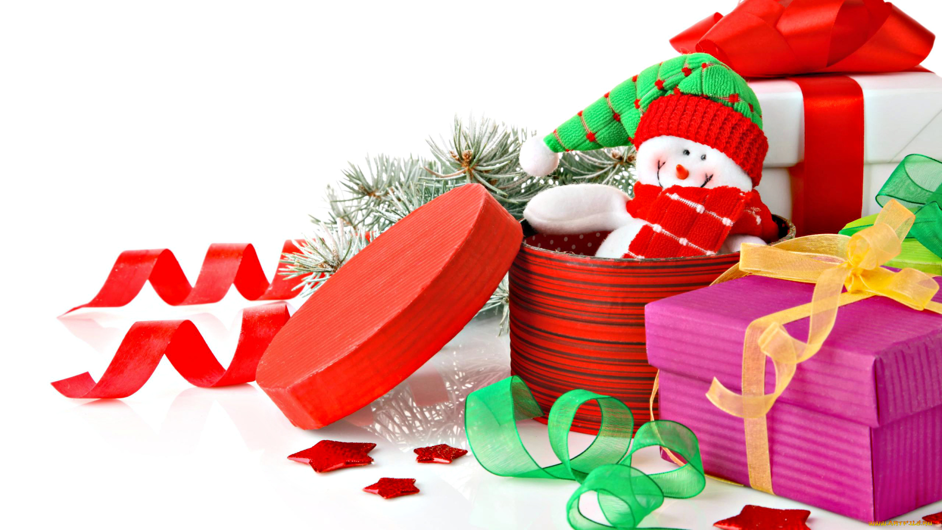 праздничные, подарки, коробочки, снеговик, игрушка, коробки