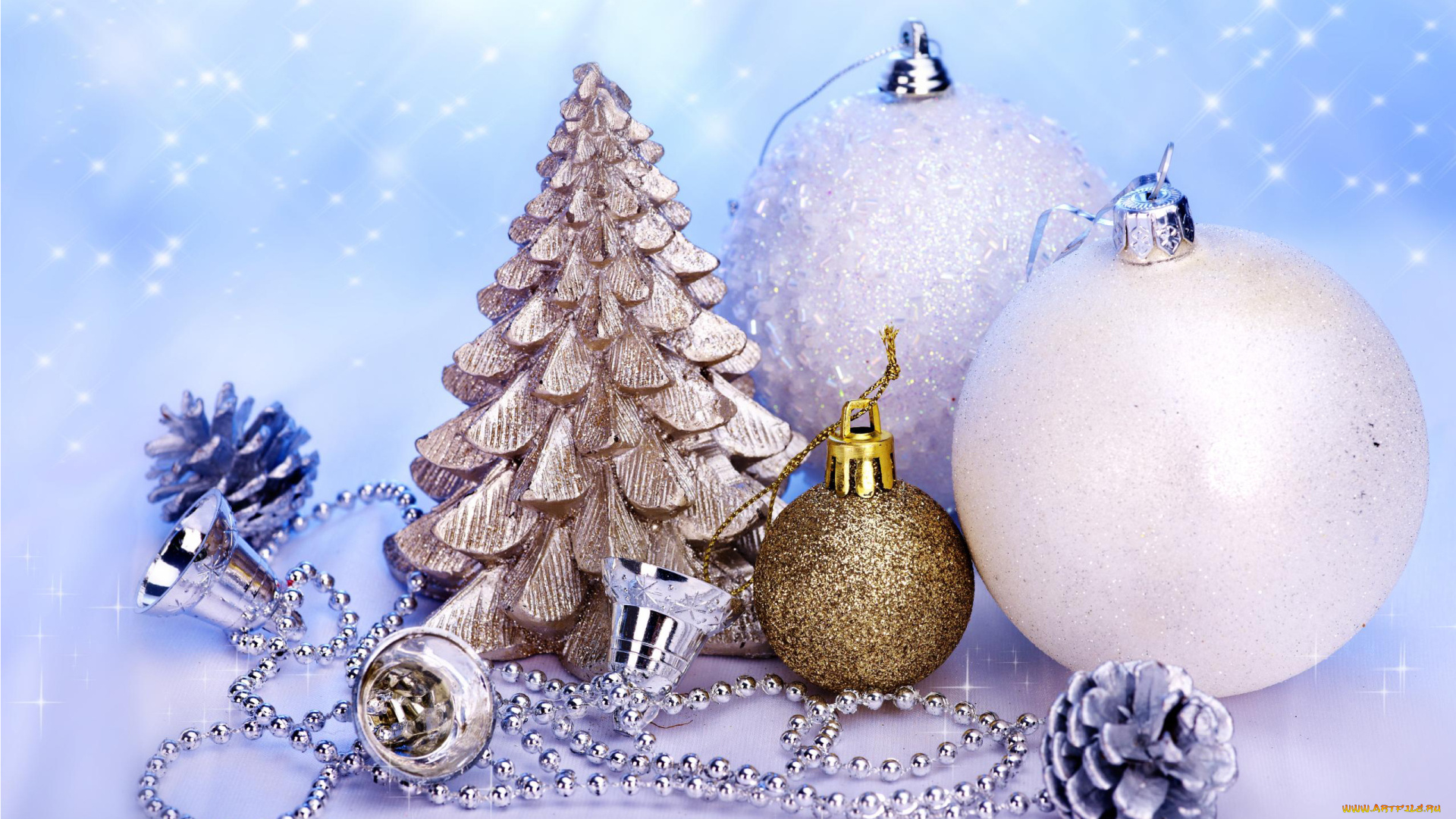 праздничные, украшения, колокольчики, шишки, шарики, ёлка