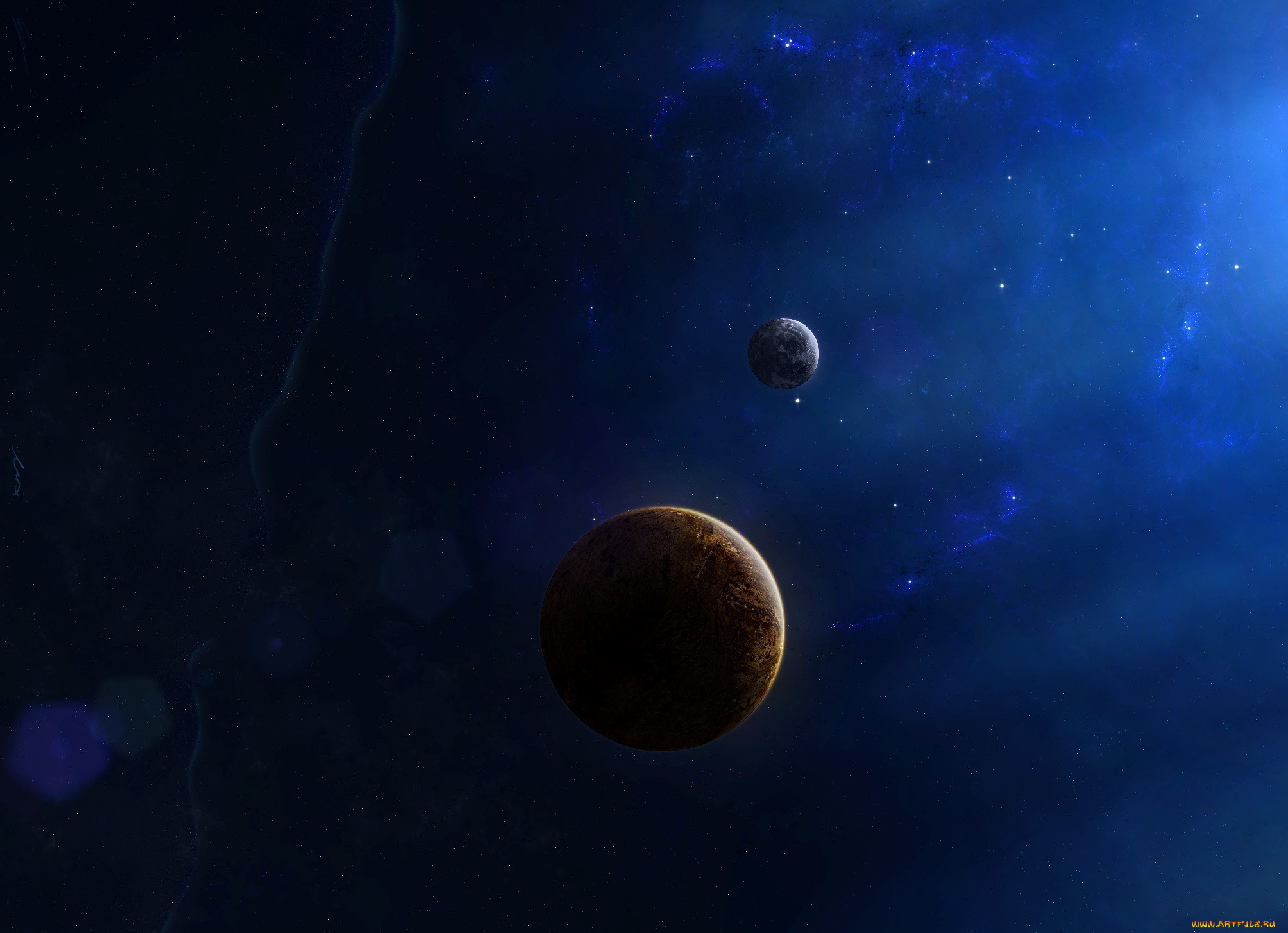 космос, арт, звезды, пространство, спутник, планета, бесконечность