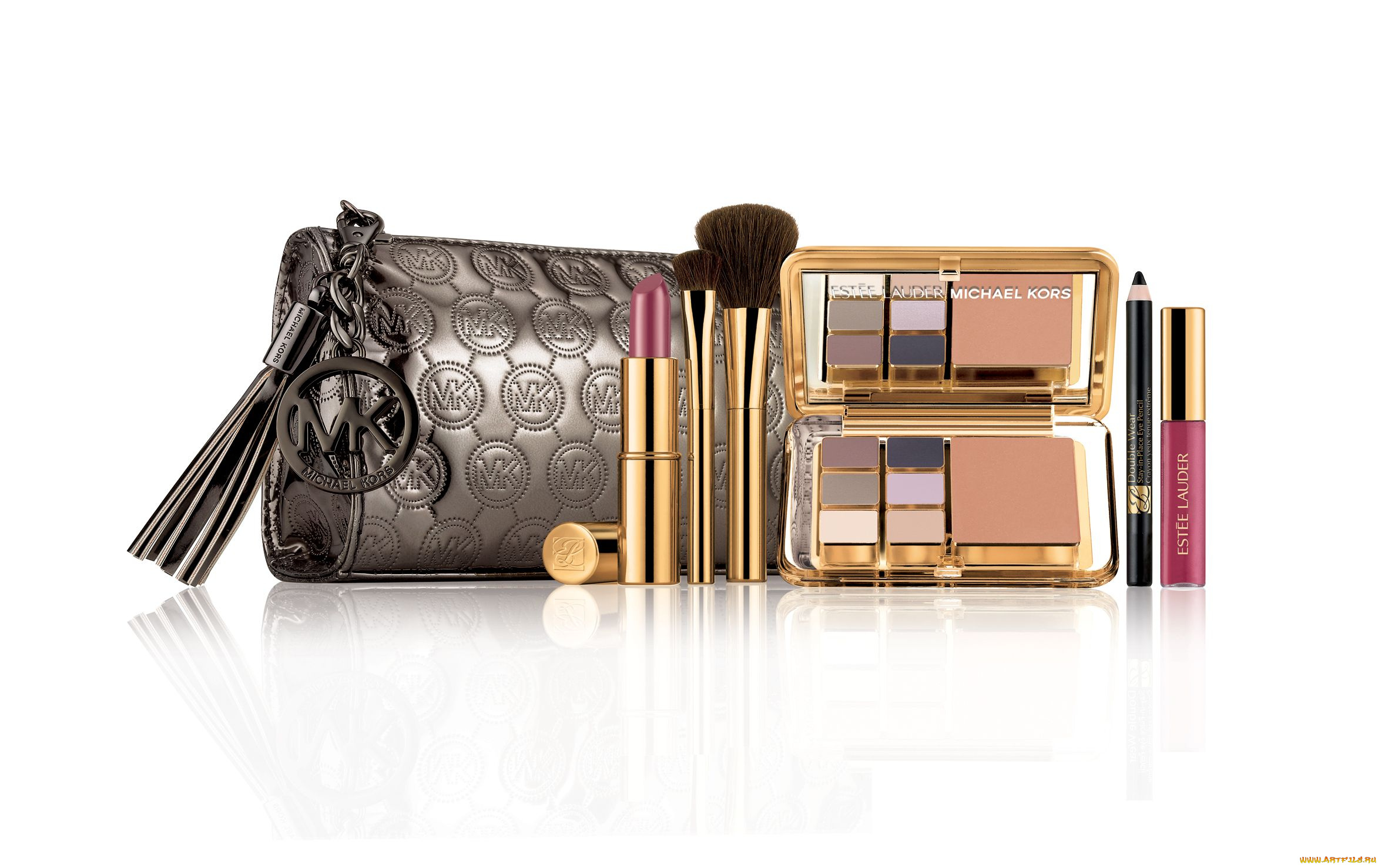 michael, kors, estee, lauder, бренды, косметичка, косметика, карандаш, кисточка, помада, тени