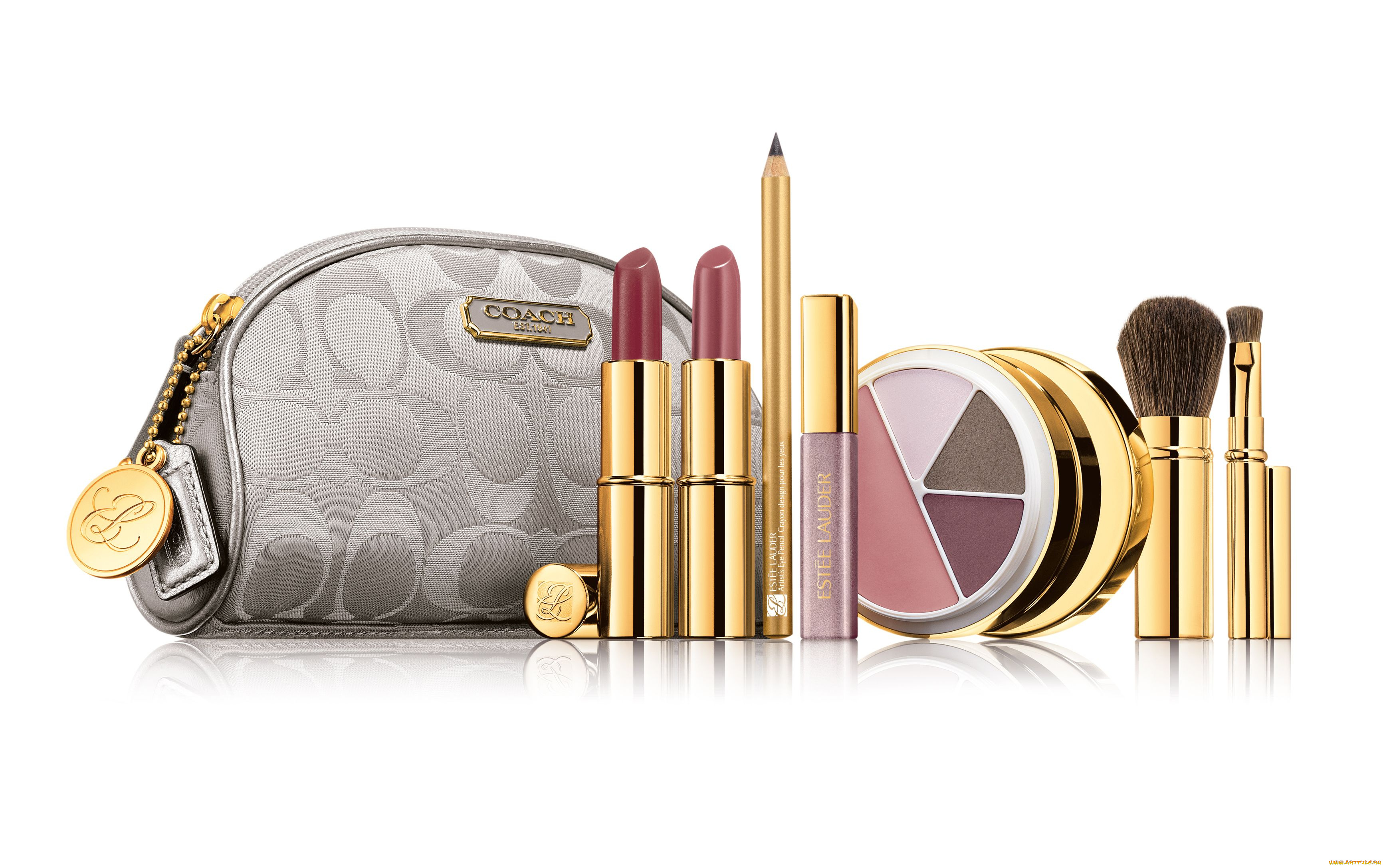 estee, lauder, бренды, косметичка, кисточка, блеск, карандаш, помада